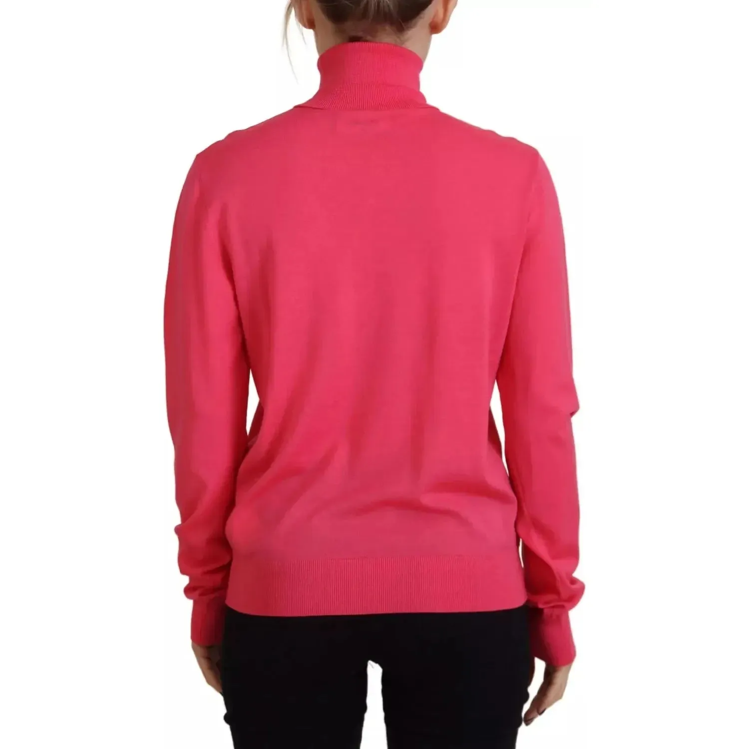 Dsquared² Pink Solid Long Sleeve Turtle Neck Casual Sweater