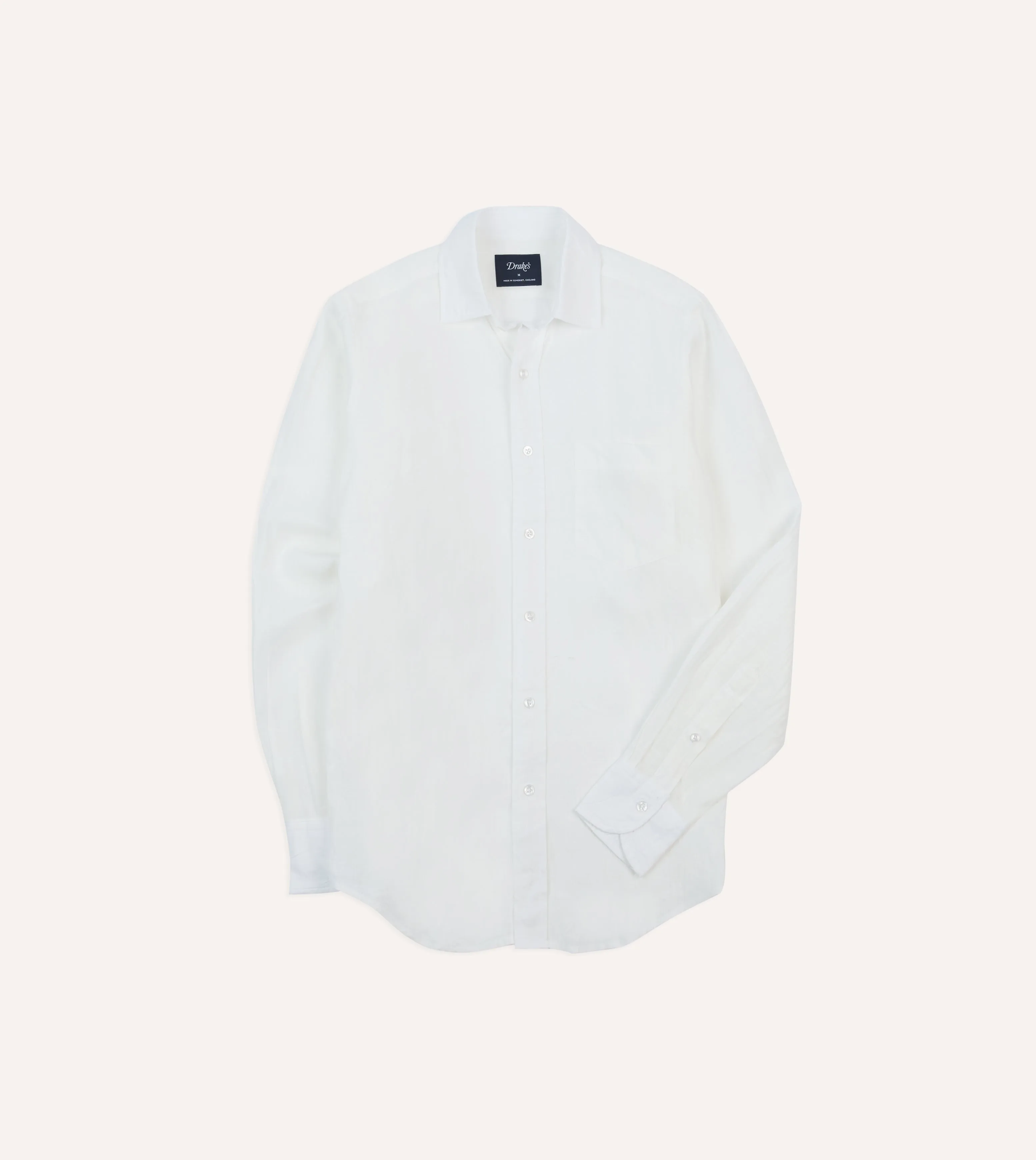 Ecru Linen Spread Collar Shirt