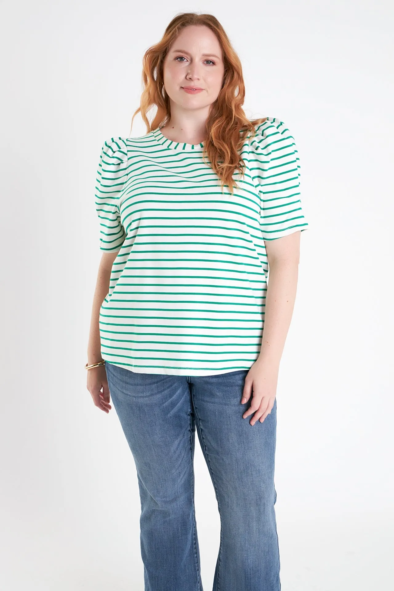 English Factory - Plus Size Stripe Women Knit Shirt