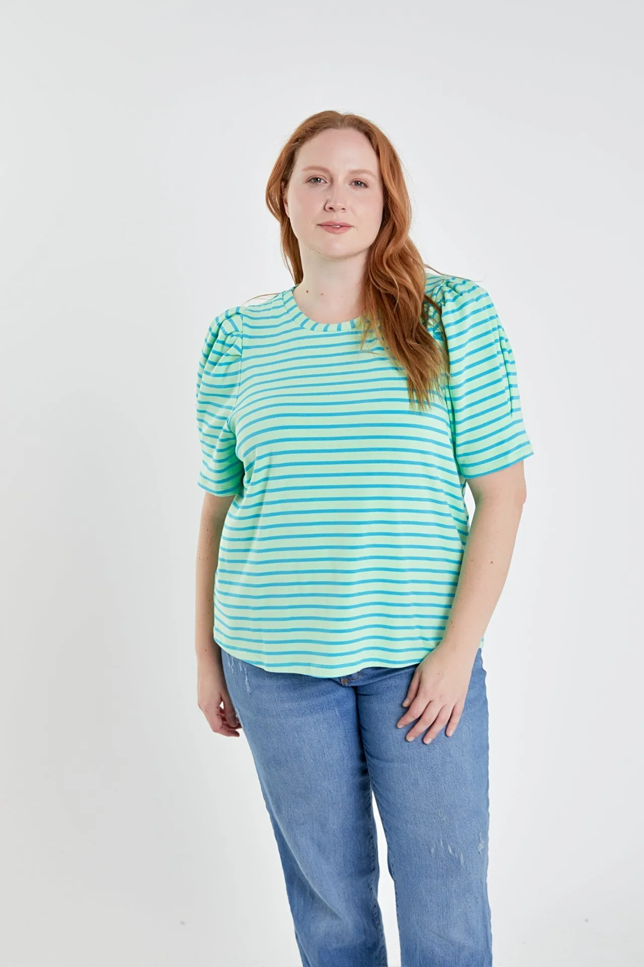 English Factory - Plus Size Stripe Women Knit Shirt