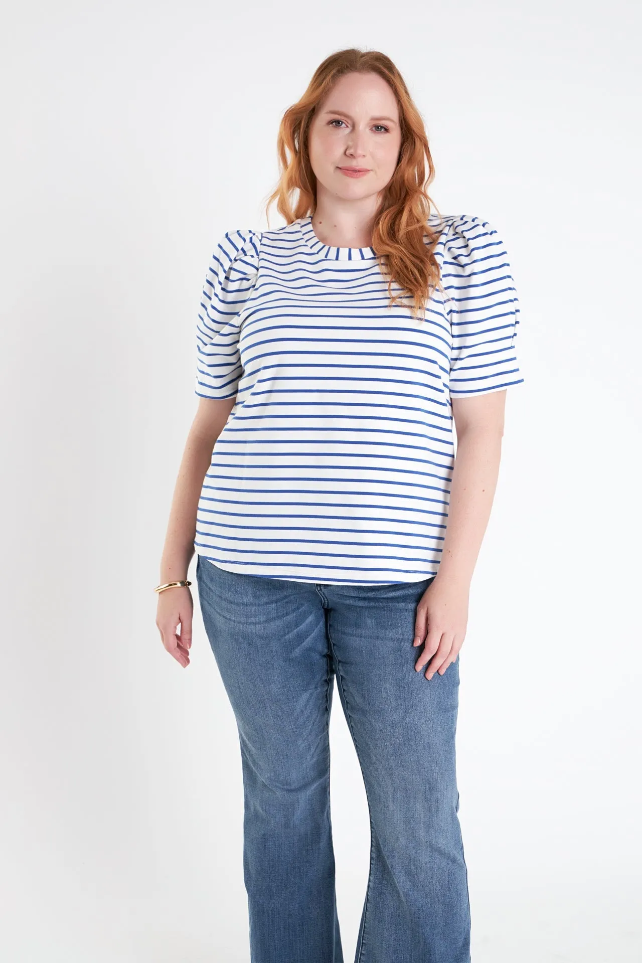 English Factory - Plus Size Stripe Women Knit Shirt