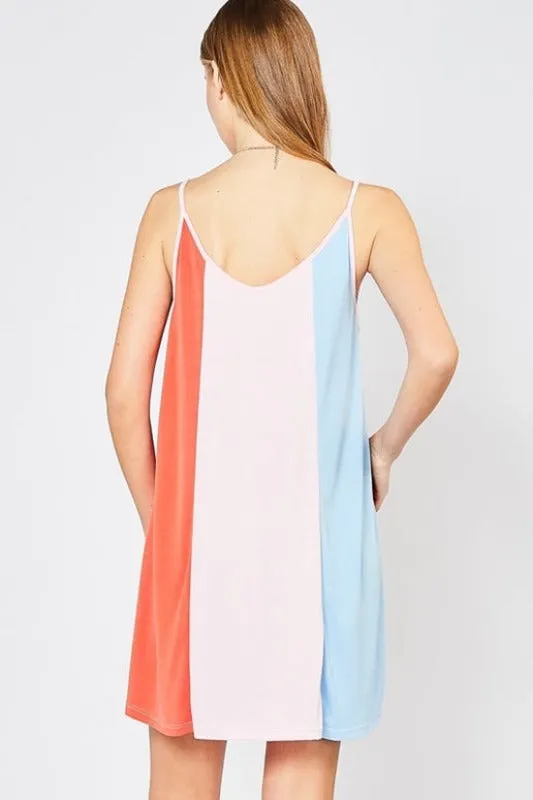 Entro Colorblock Dress - Red Orange Combo