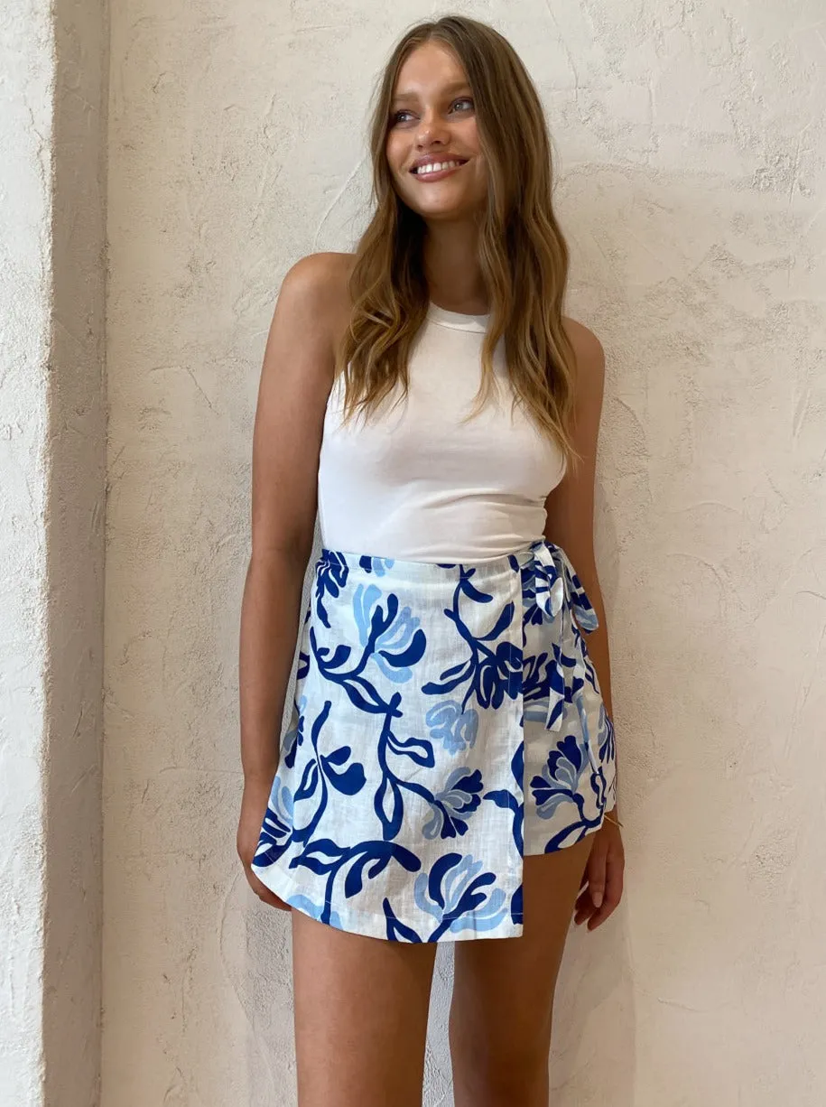 Faithfull the Brand Eridani Skort in Ensola Floral Blue