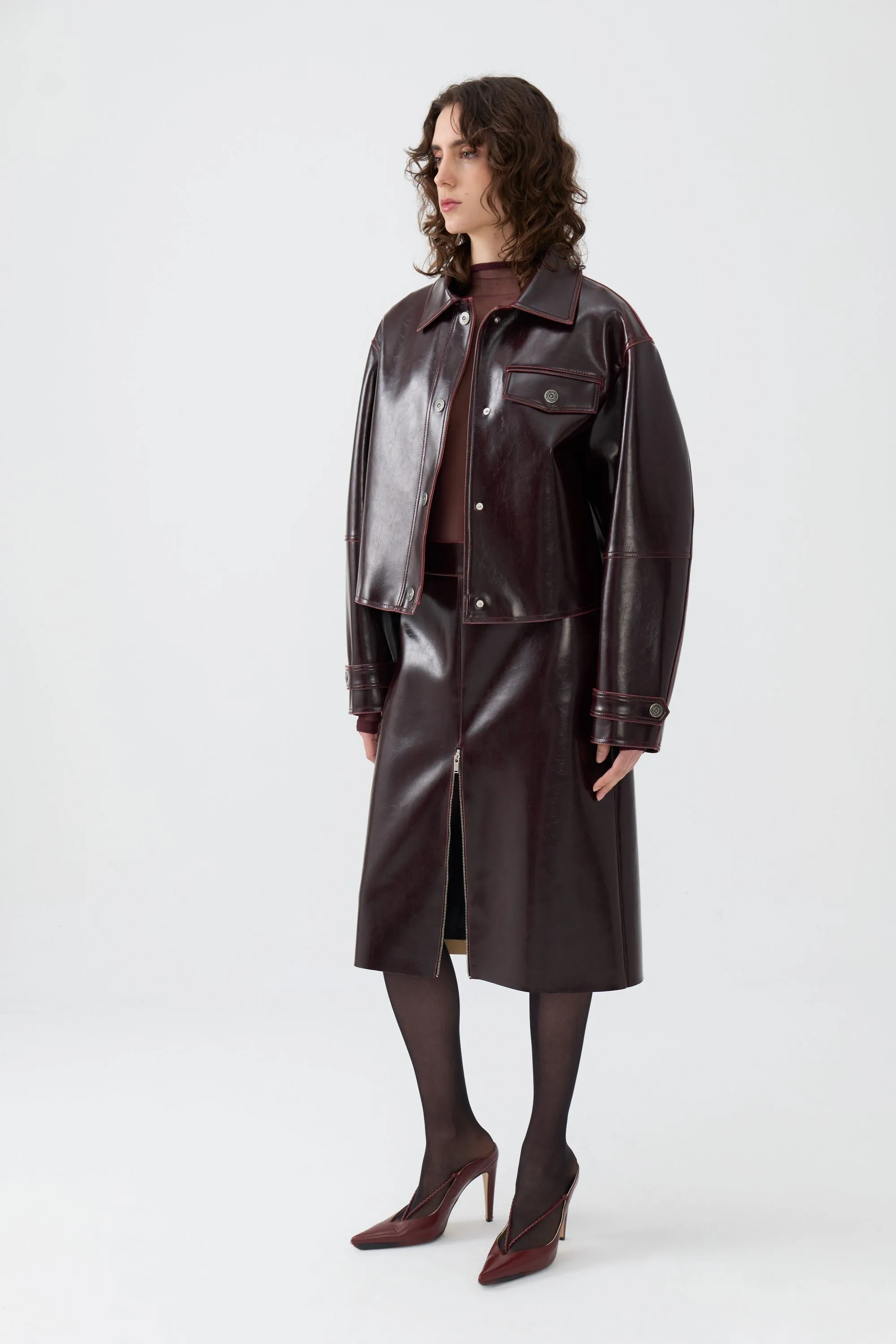 Faux Leather Coat