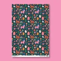 Folk Gift Paper  - Set of Three Sheets