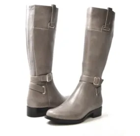 Gabi Grey Leather Riding Boots - Stylish and Versatile for Any Occasion