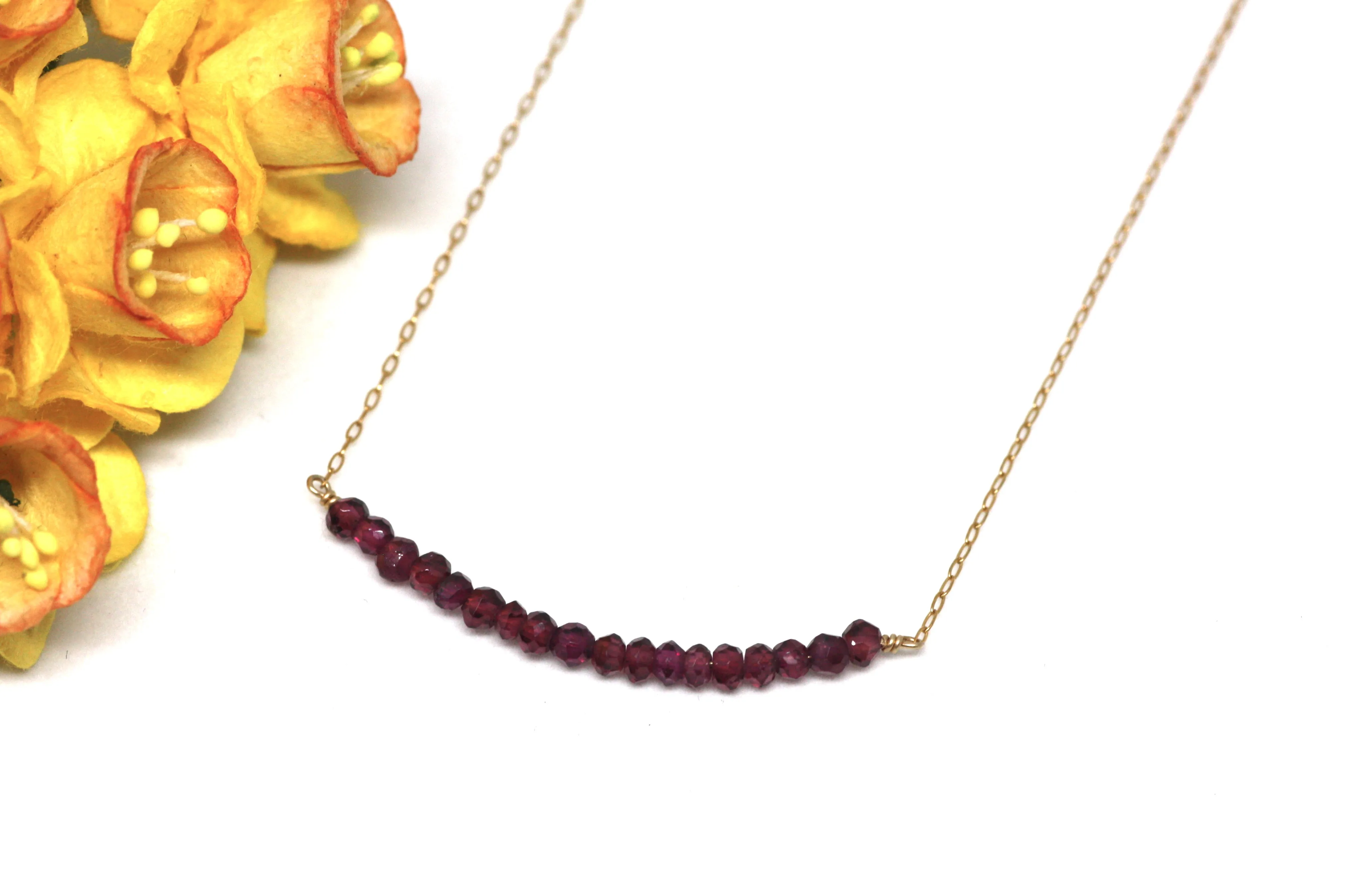 Garnet Bar Necklace