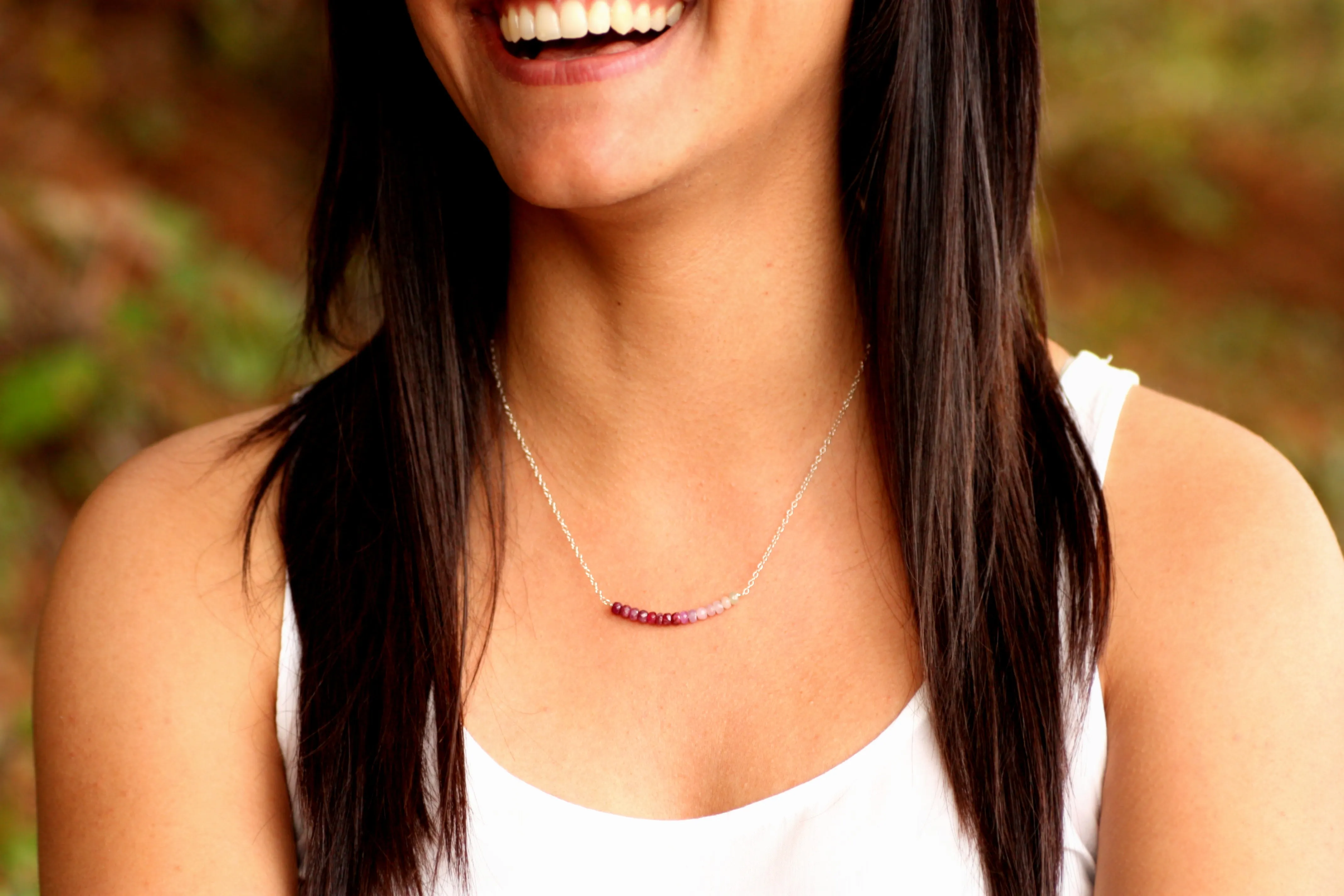 Garnet Bar Necklace