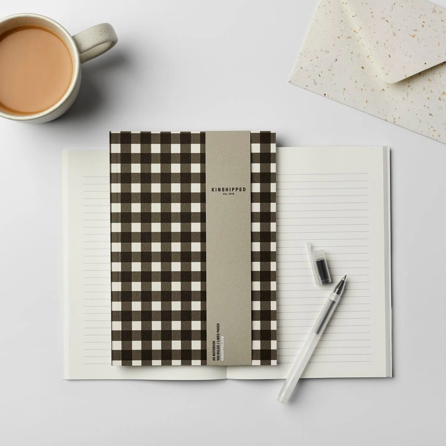 Gingham Notebook - A5 | Ruled | by Kinshipped