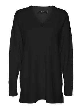 Gold Link V-Neck Long Jumper - Black