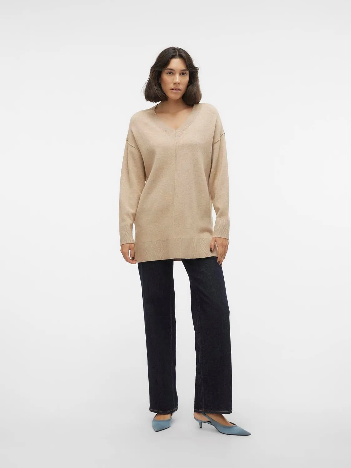 Gold Link V-Neck Long Jumper - Nomad