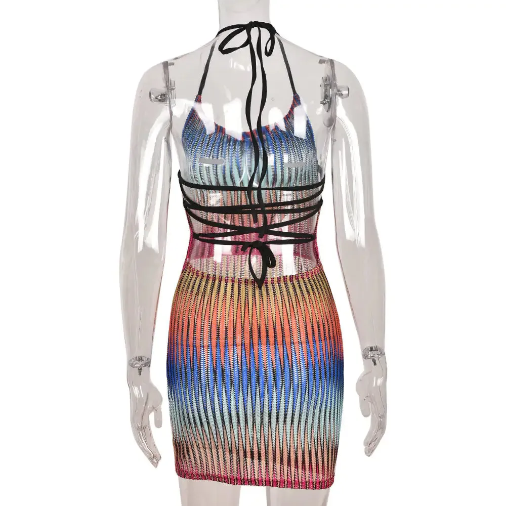 Gradient Mesh Mini Dress^