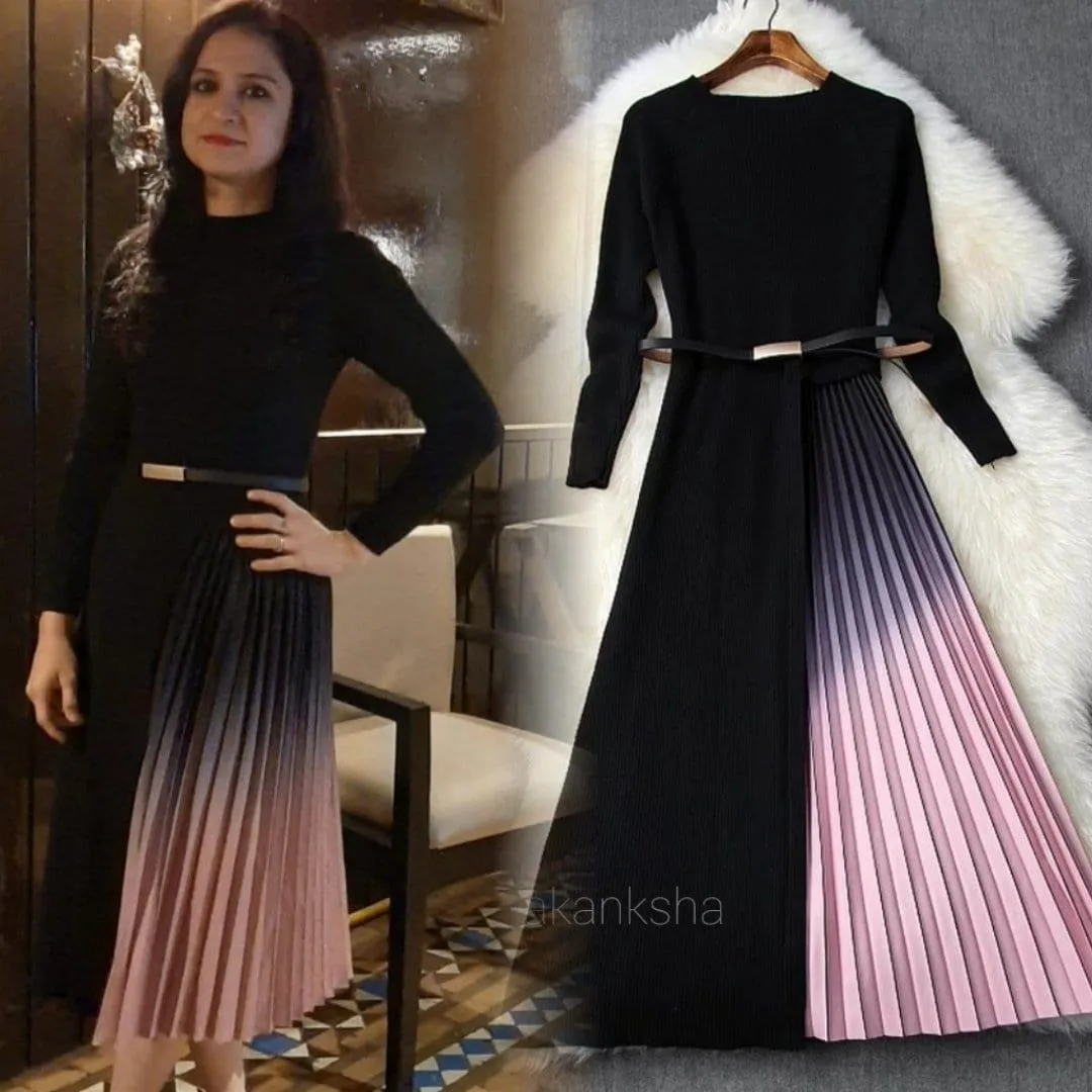 Gradient Pleated Dress