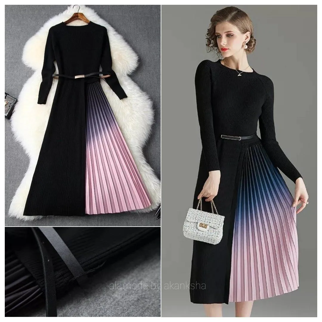 Gradient Pleated Dress