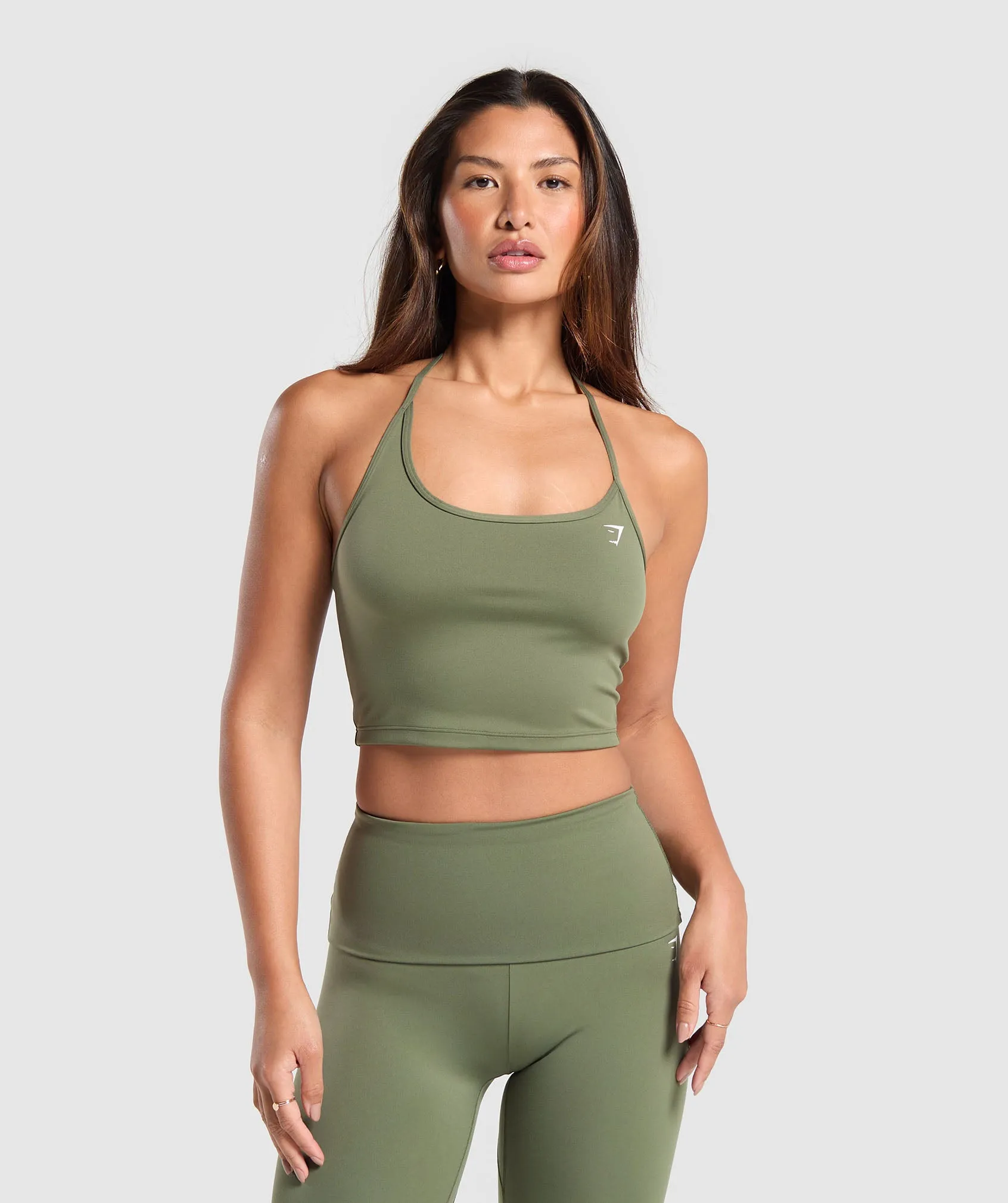 Gymshark Everyday C&S One Shoulder Crop Top - Core Olive