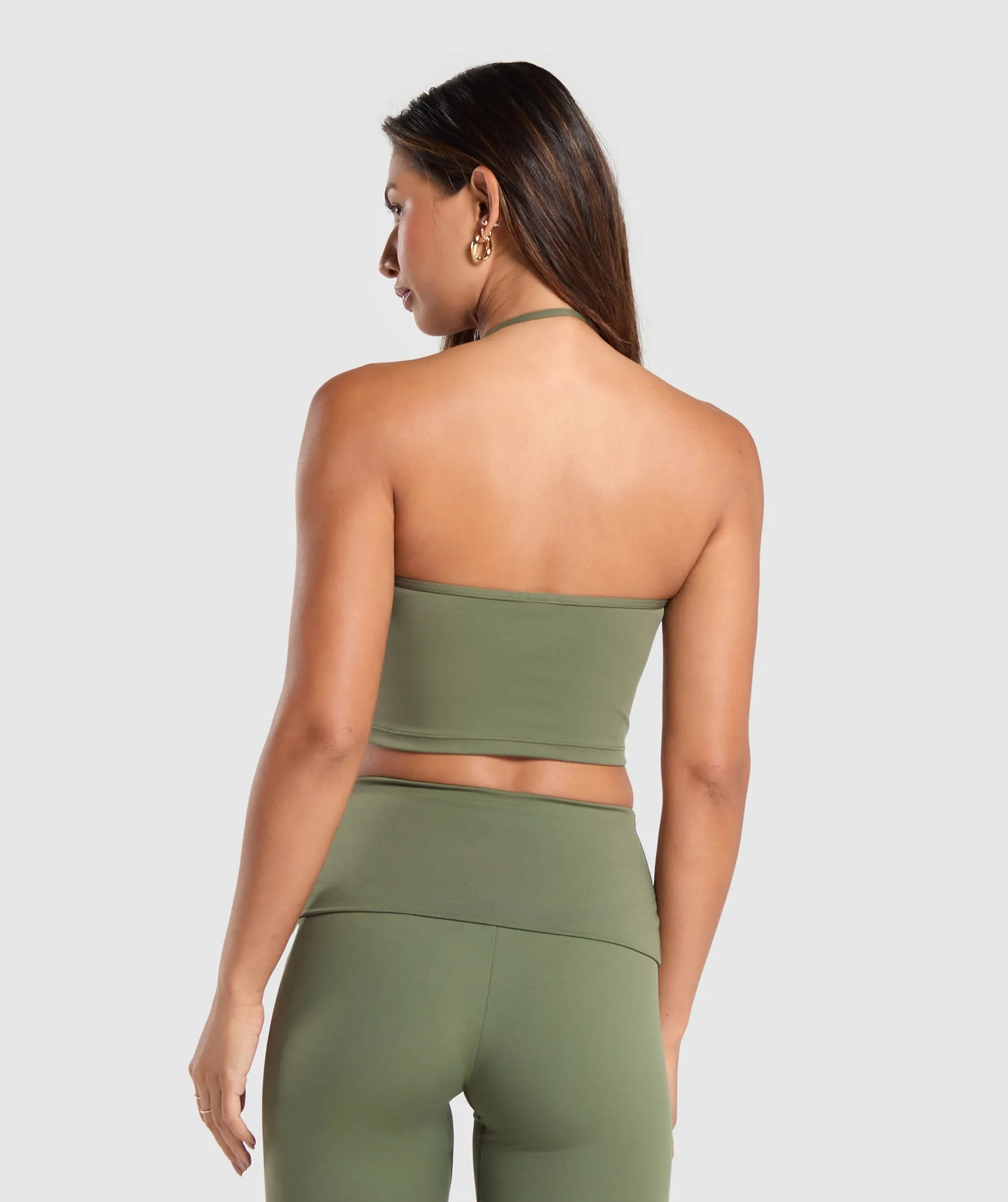 Gymshark Everyday C&S One Shoulder Crop Top - Core Olive