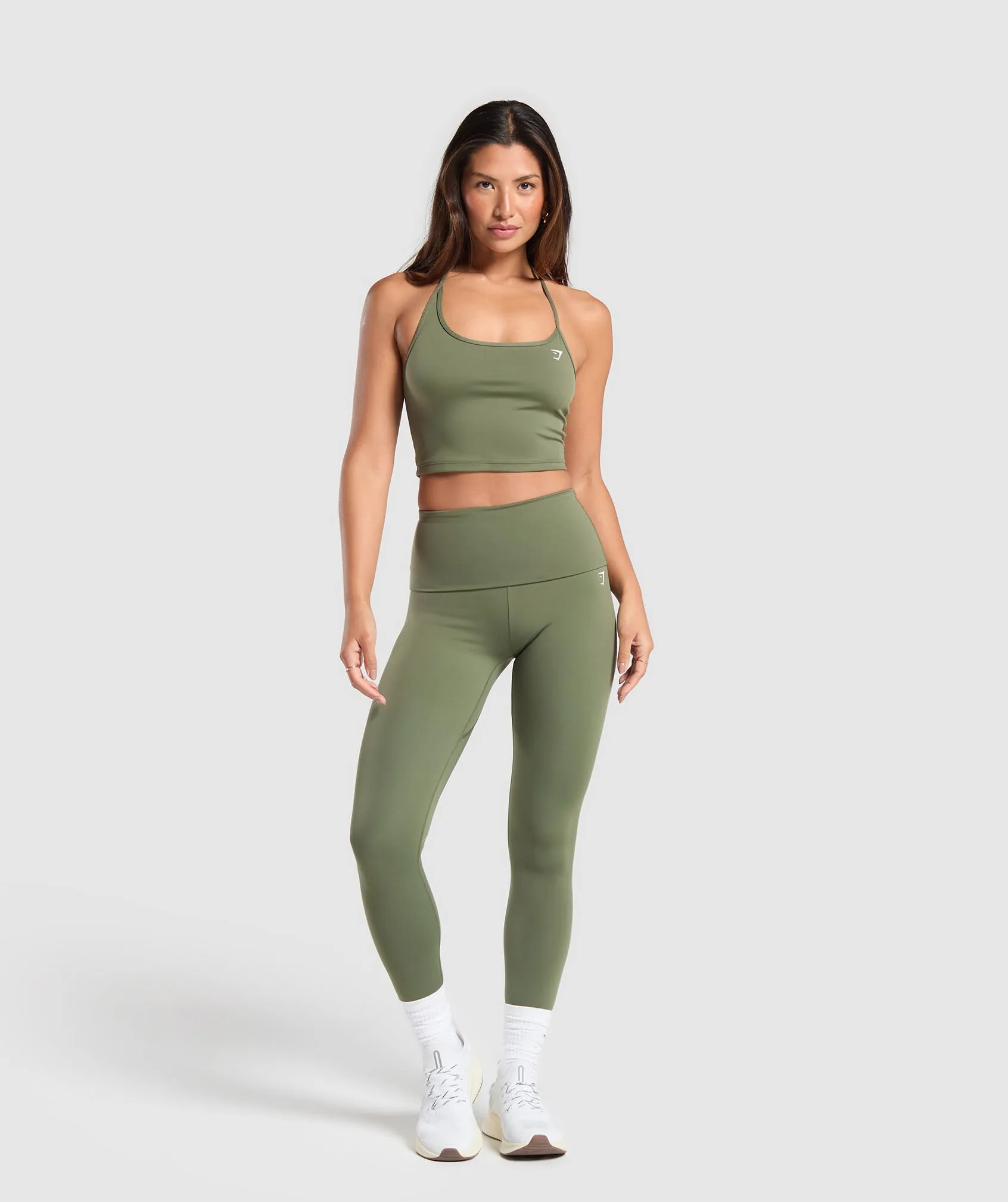 Gymshark Everyday C&S One Shoulder Crop Top - Core Olive