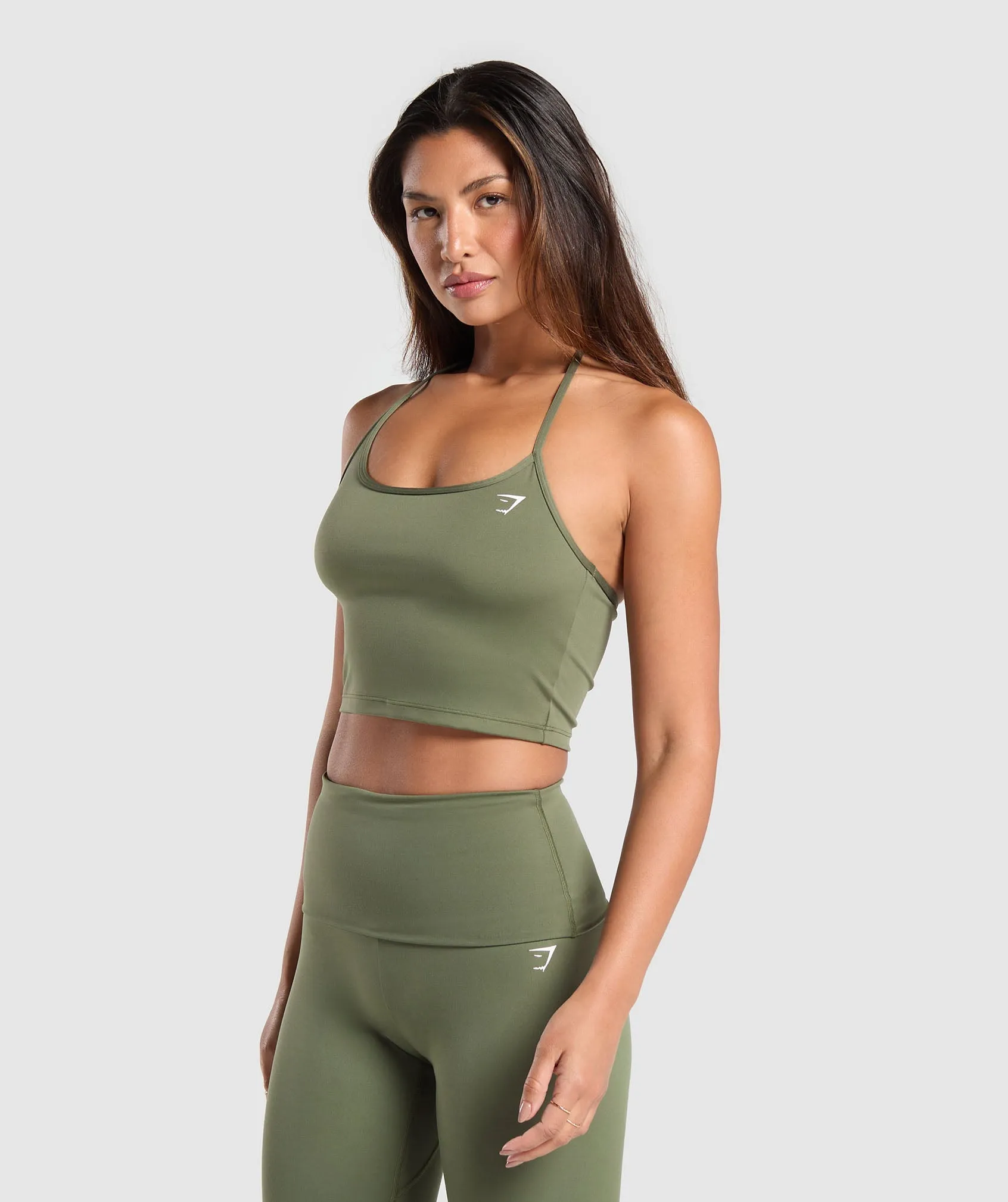 Gymshark Everyday C&S One Shoulder Crop Top - Core Olive