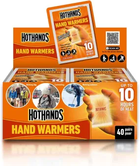 Hand Warmers - 40 pairs - 10 hours of heat - Air activated - Ready to use, 8368342