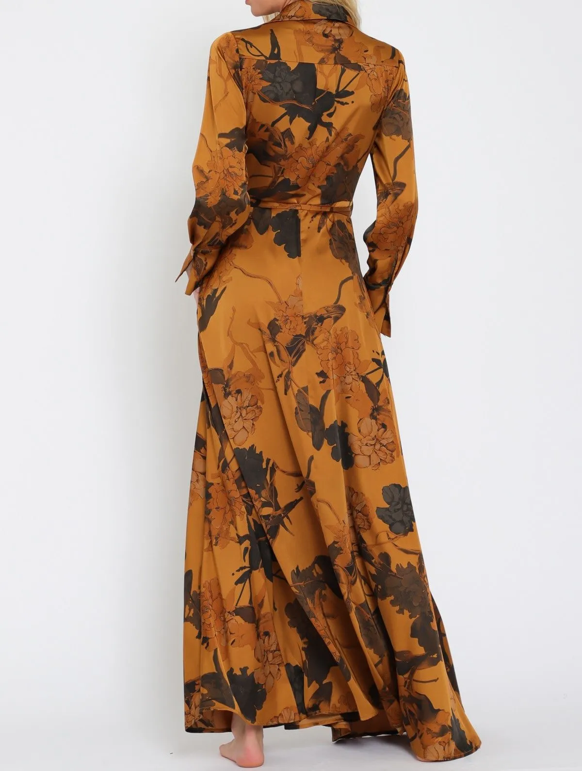 Harvest Festivities Long Sleeve Collar Wrap Maxi Dress