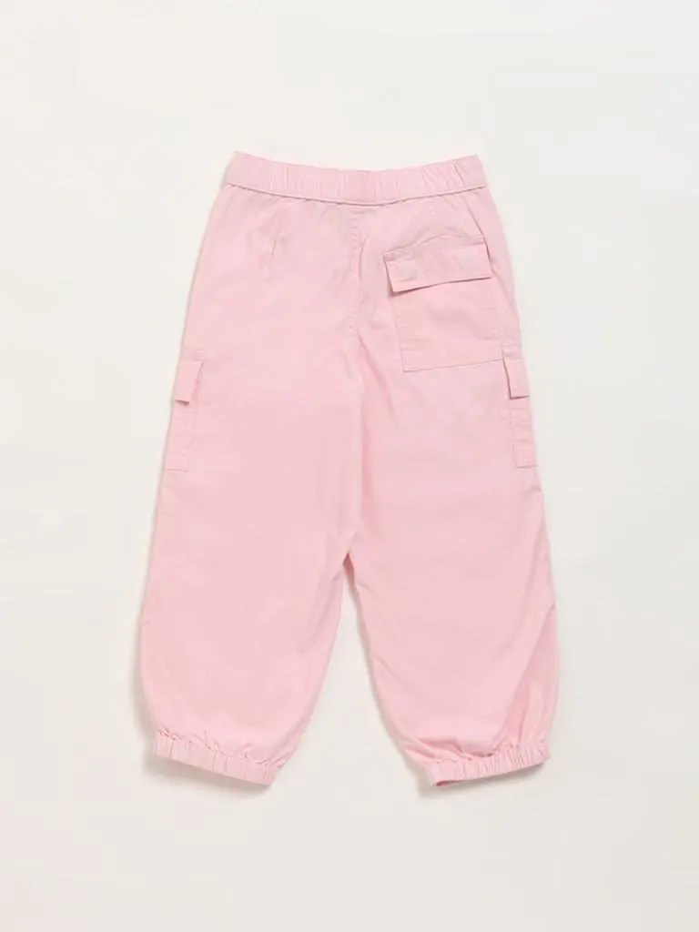 HOP Kids Plain Pink Cargo Joggers