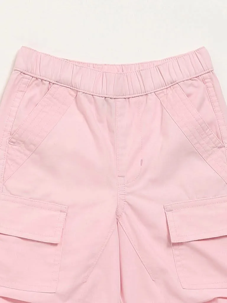 HOP Kids Plain Pink Cargo Joggers