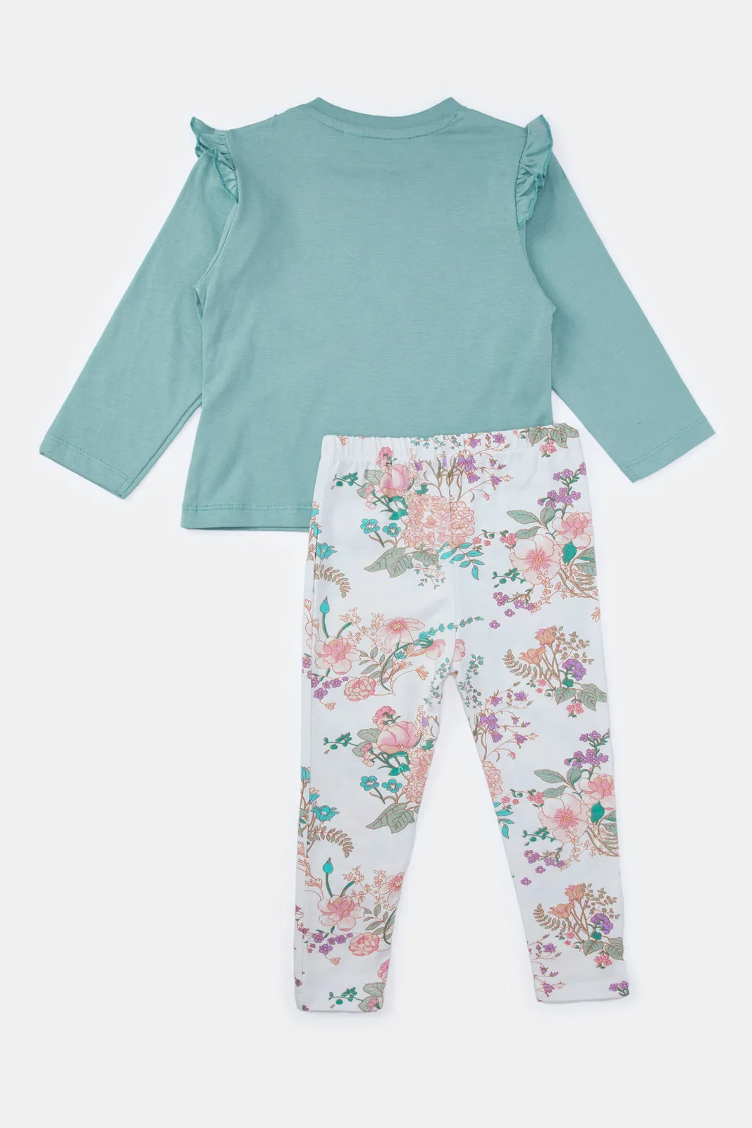 Infant Girls Blue Floral Print Set (2 Piece)