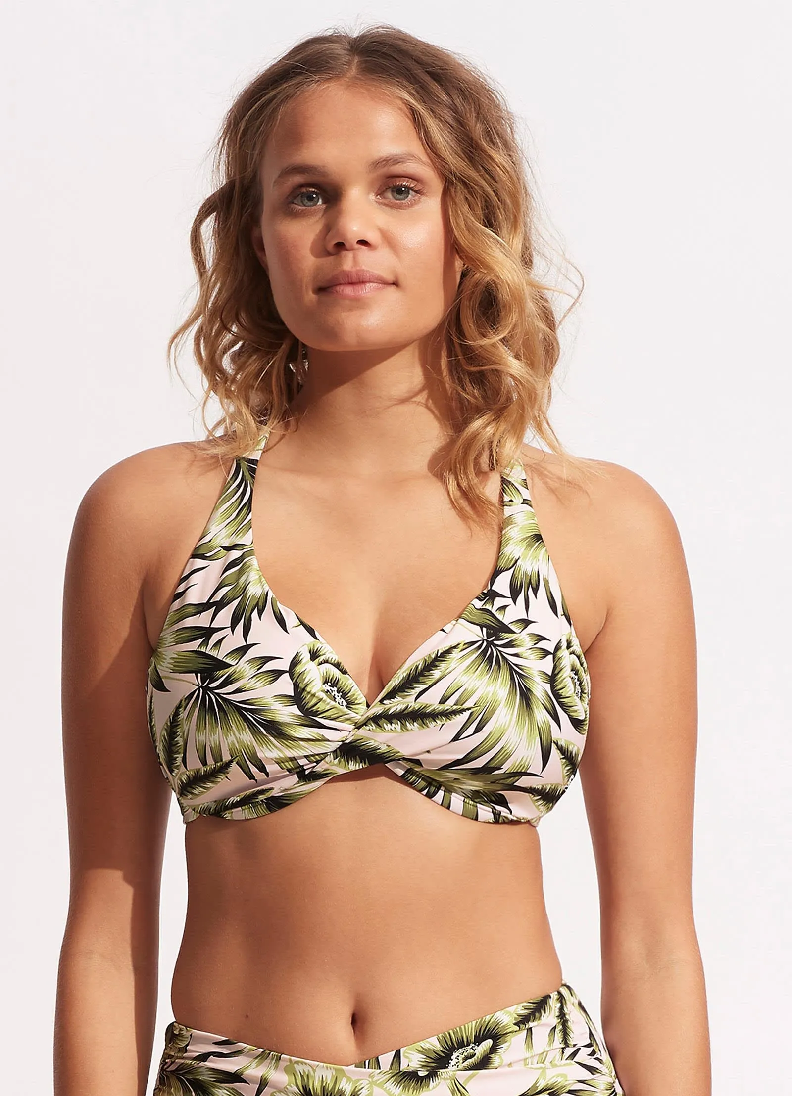 Island In The Sun Wrap Front F Cup Bra - Avocado