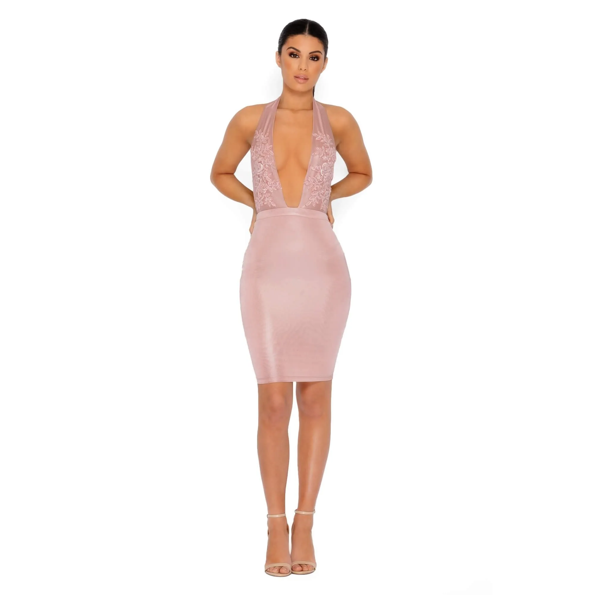 Just Bead It Satin Mini Dress in Mauve