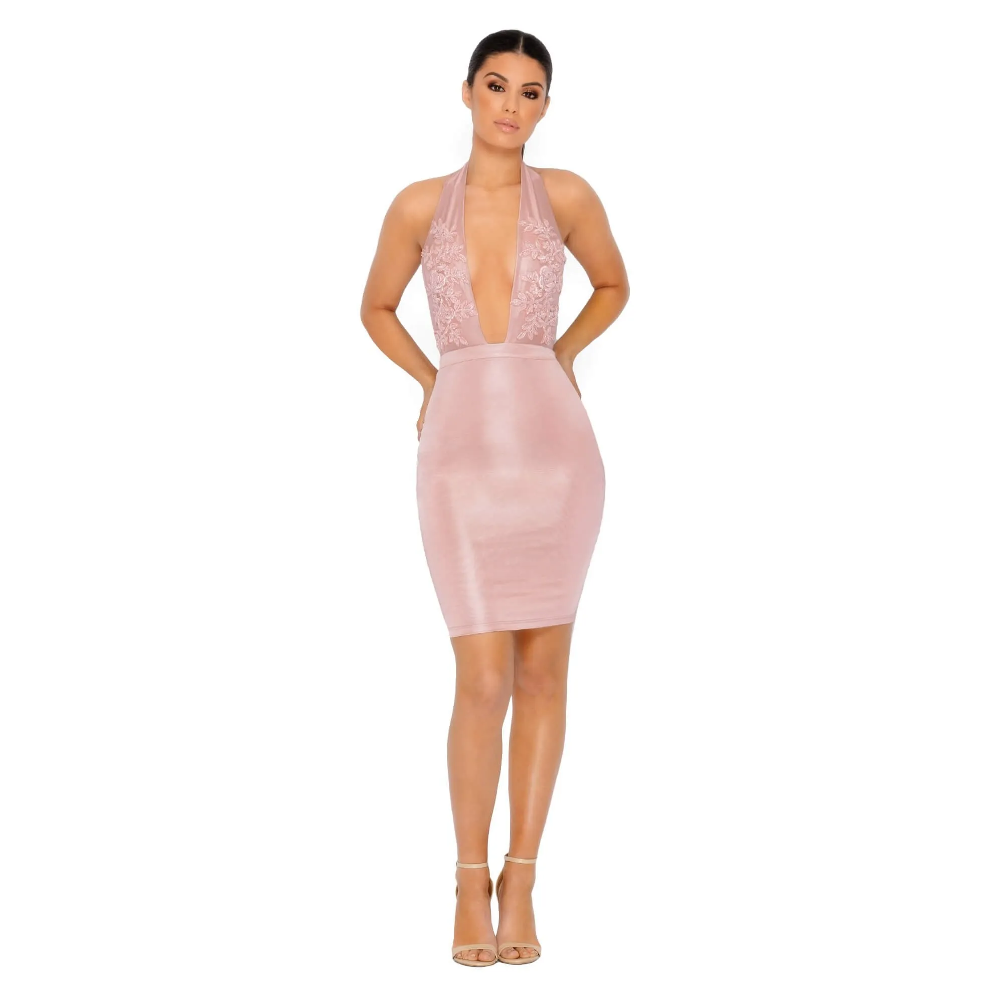 Just Bead It Satin Mini Dress in Mauve