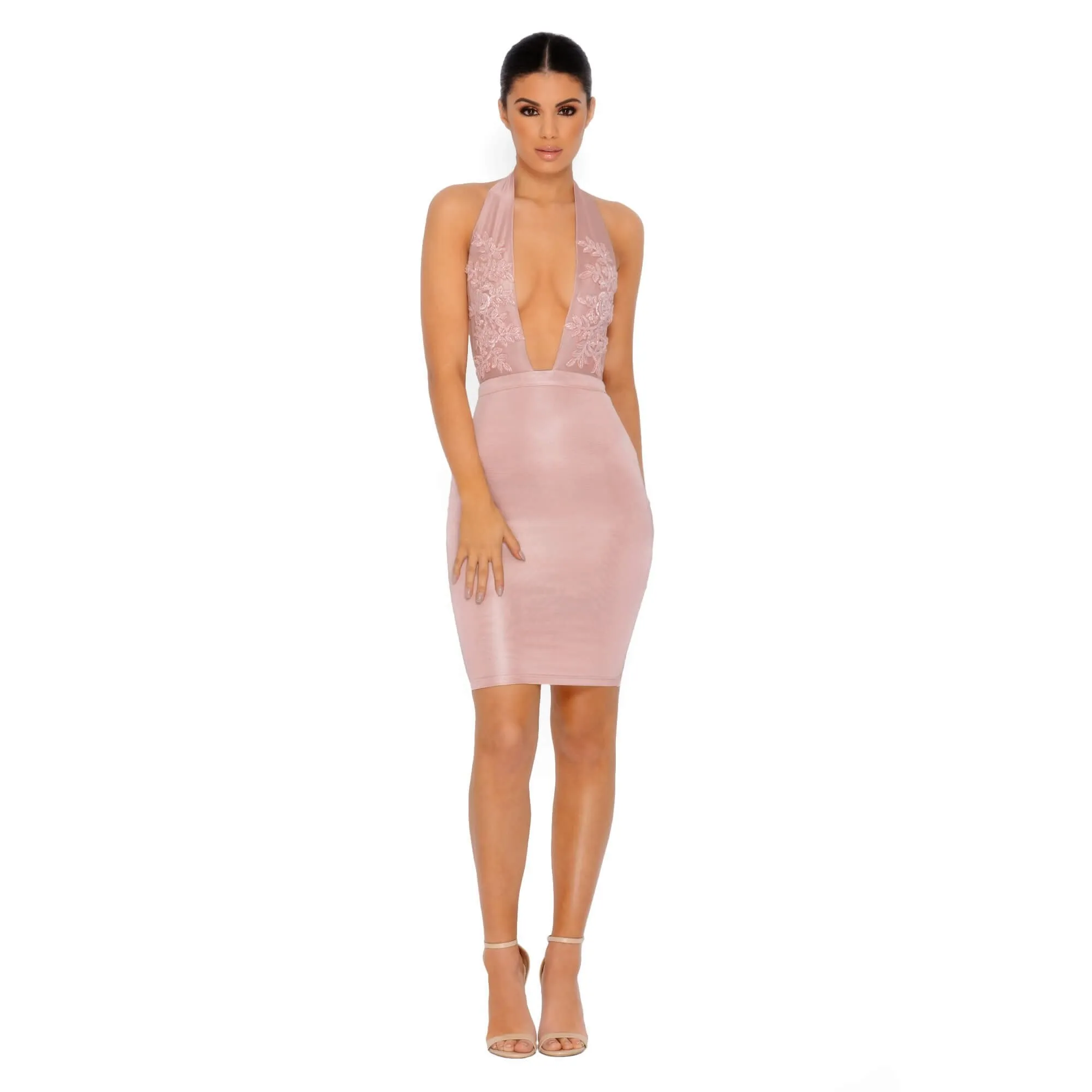 Just Bead It Satin Mini Dress in Mauve