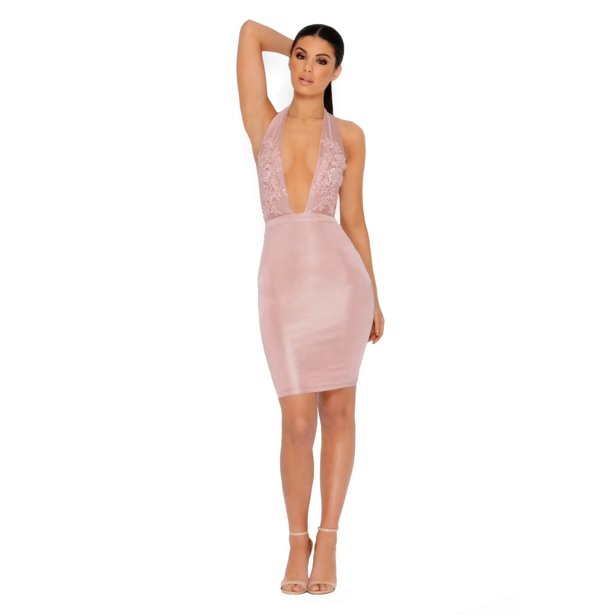 Just Bead It Satin Mini Dress in Mauve