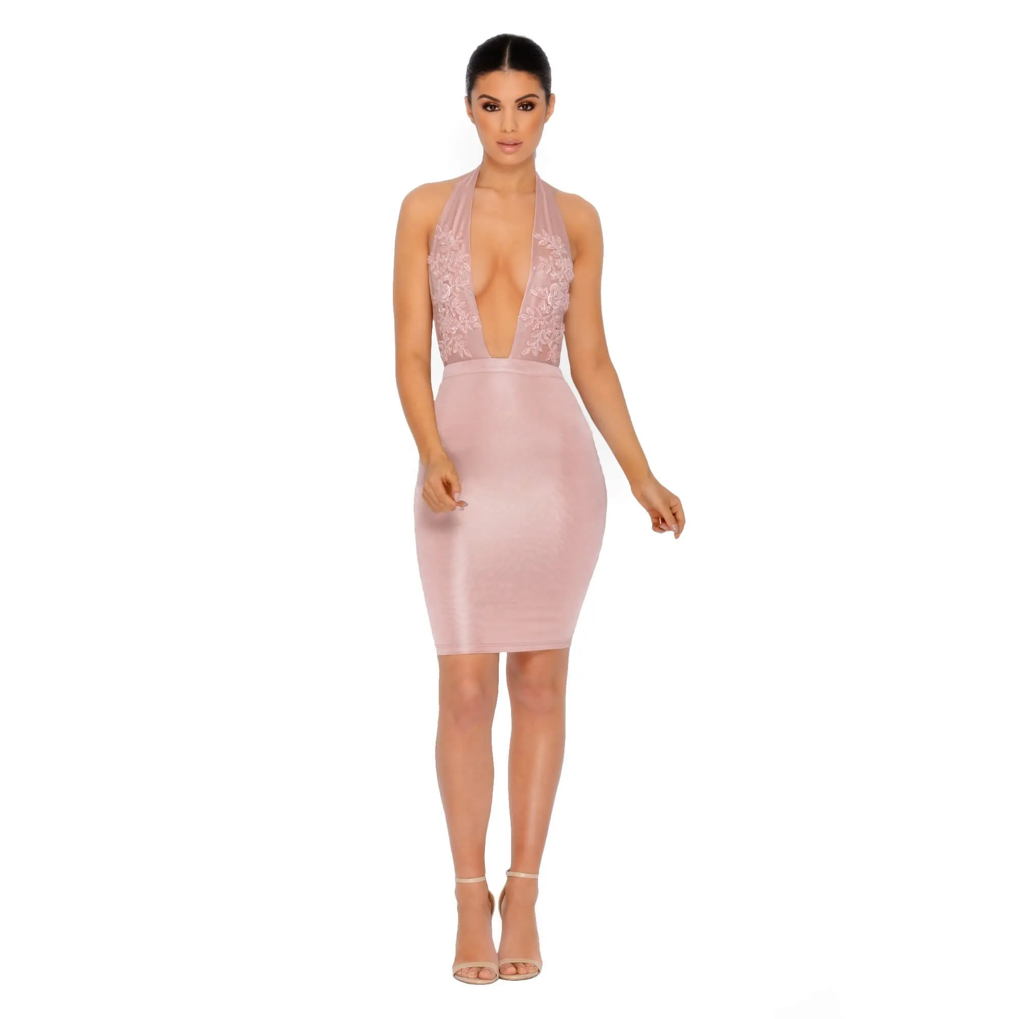 Just Bead It Satin Mini Dress in Mauve