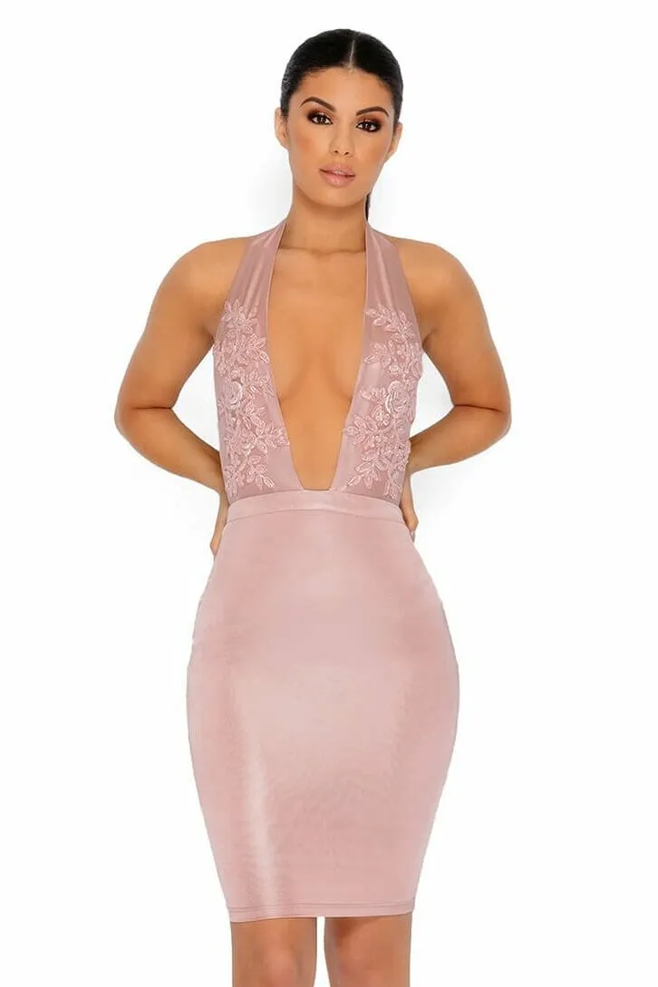 Just Bead It Satin Mini Dress in Mauve