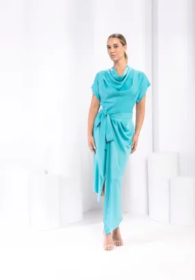 Kevan Jon Freya wrap dress in turquoise