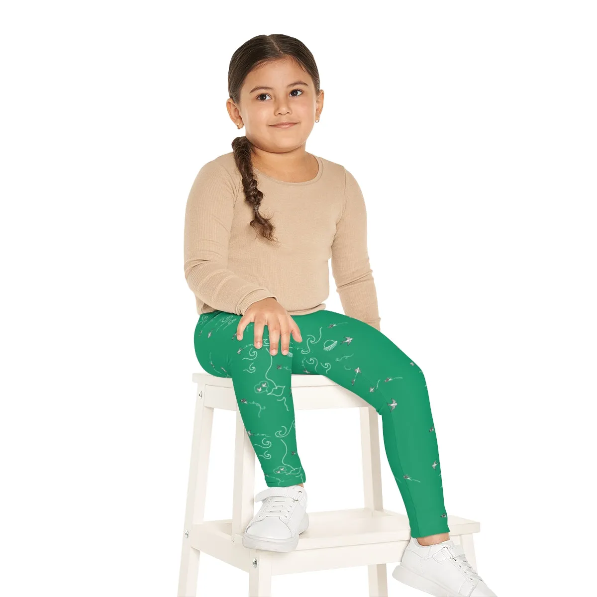 Kids Leggings (AOP) SWALLOWS GREEN