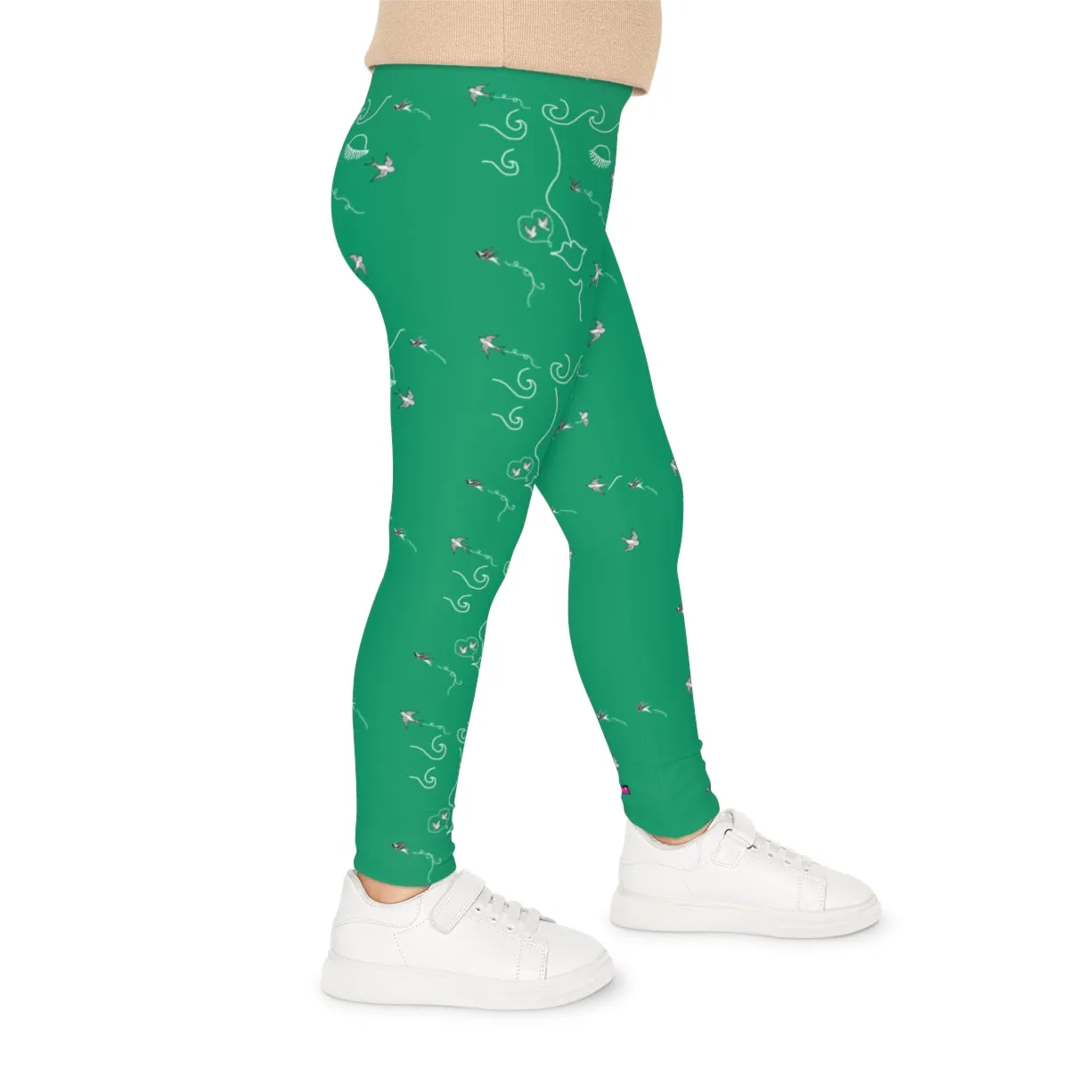 Kids Leggings (AOP) SWALLOWS GREEN