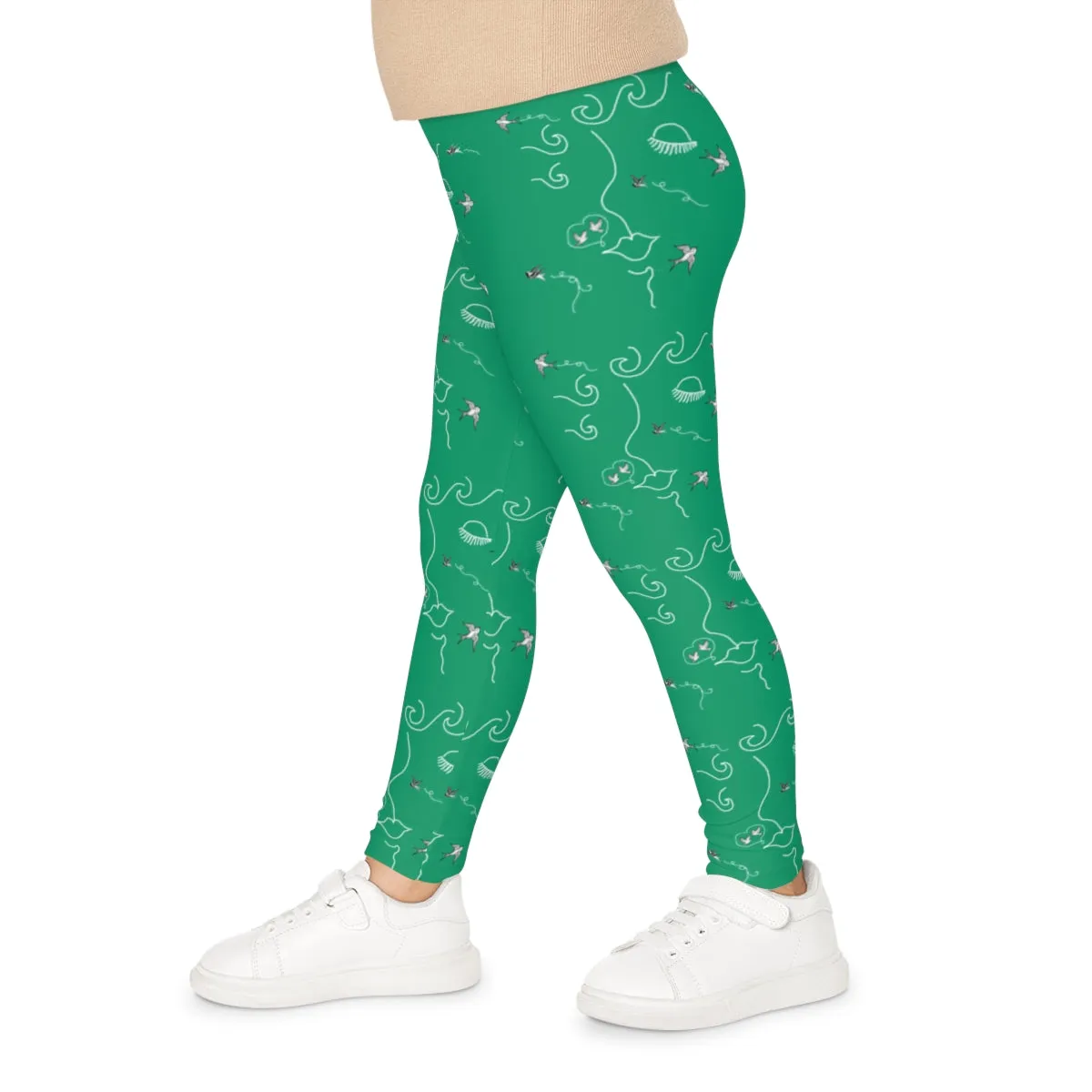 Kids Leggings (AOP) SWALLOWS GREEN