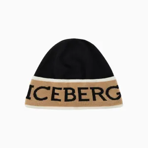 Knitted Iceberg Logo Beanie (Black) - I23304170109000