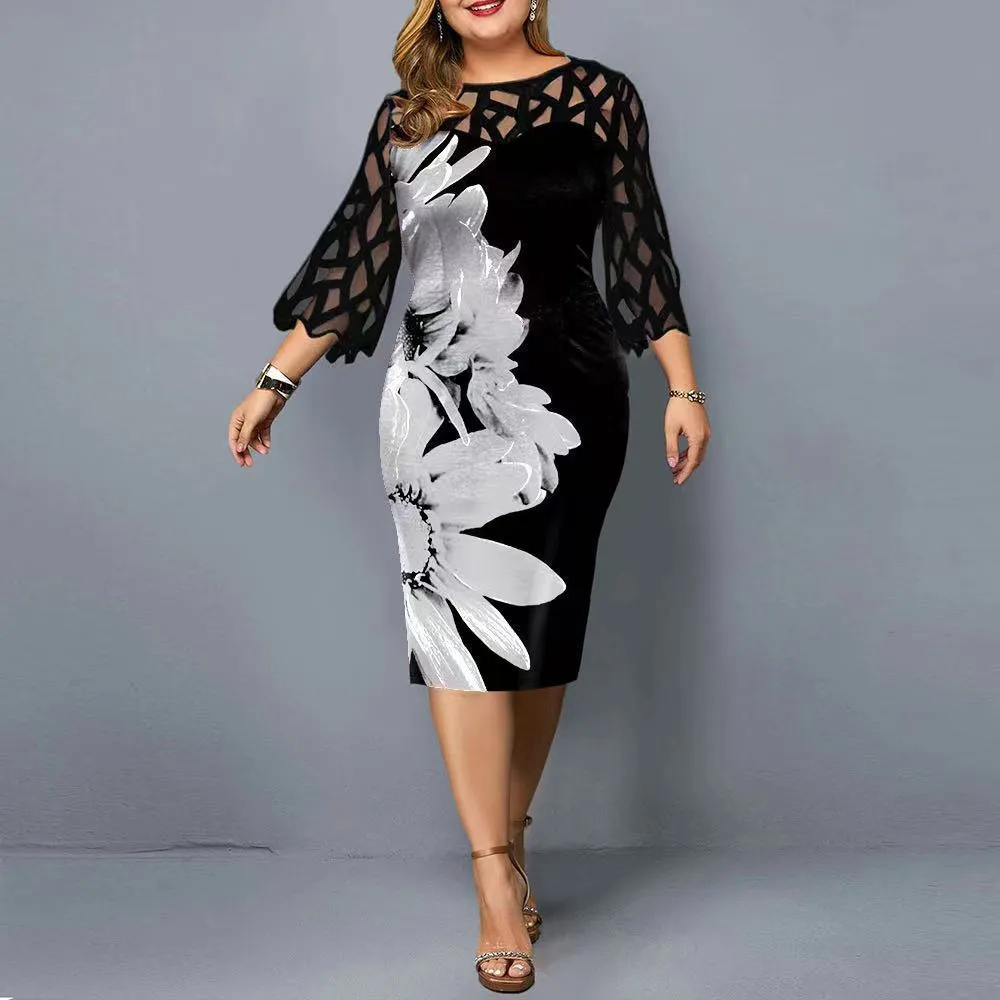 Lace Stitching Plus Size Women Dress