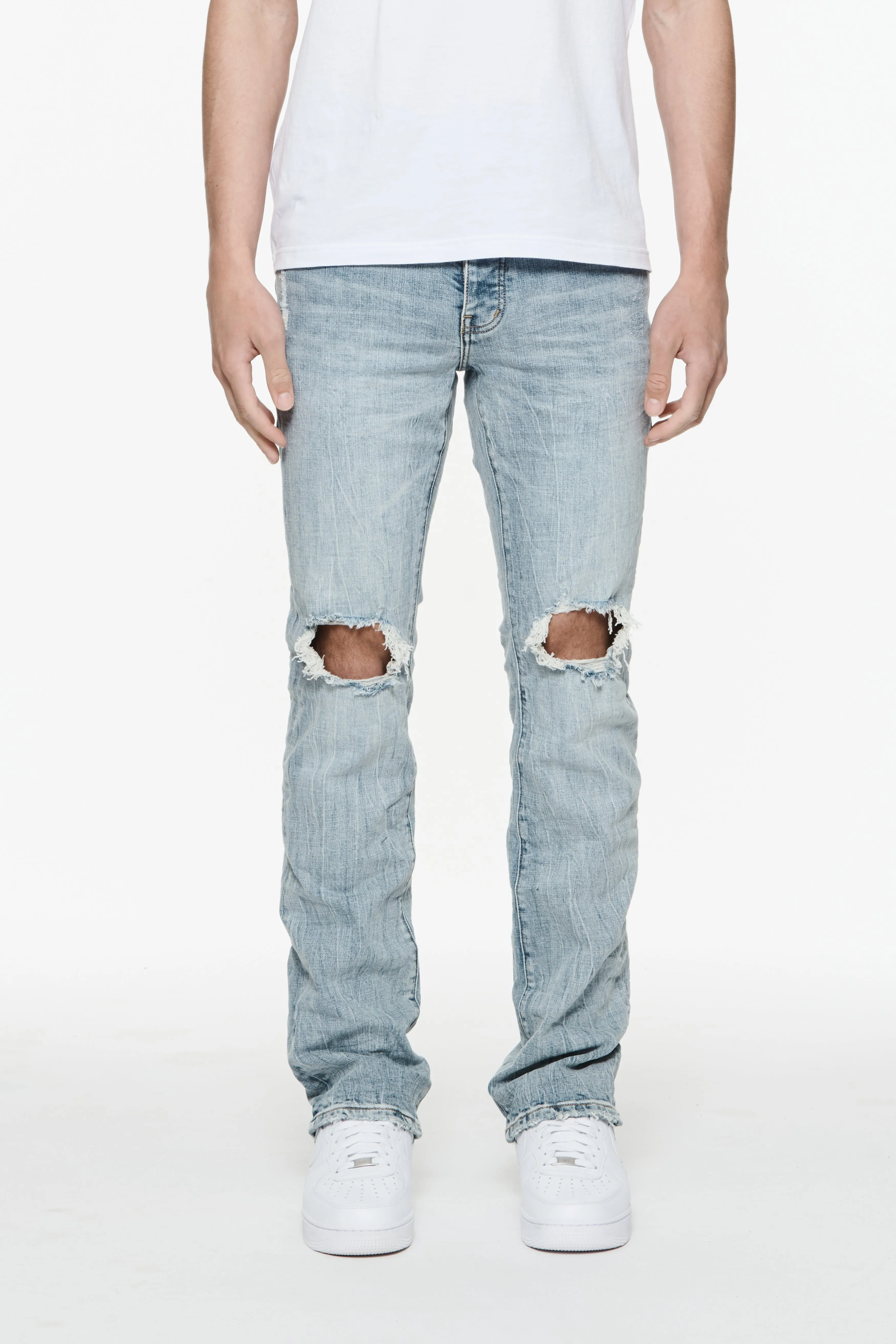 Light Indigo Blowout Flare Jeans - PP004LIBL823