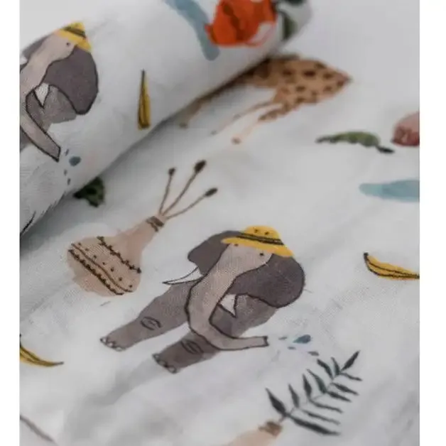 Little Unicorn Single Deluxe Muslin Swaddle - Safari