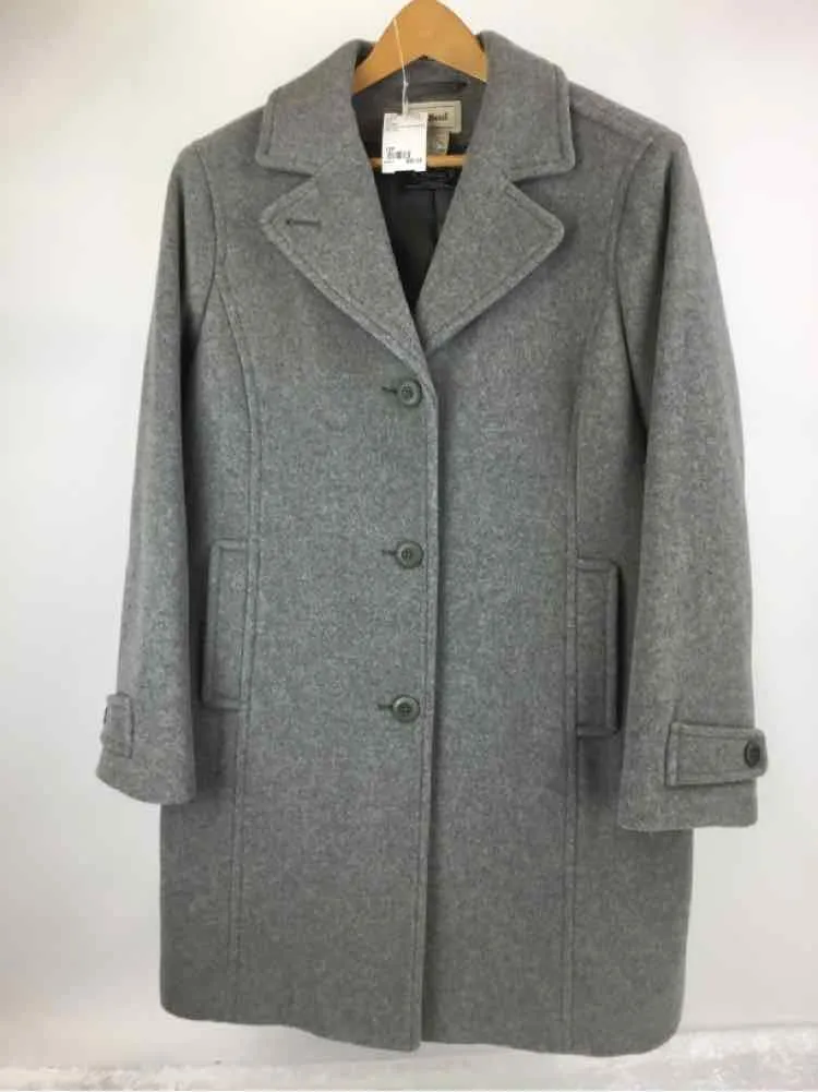 LL. Bean Size 12P Light Gray Double Breasted Car Coat Coat