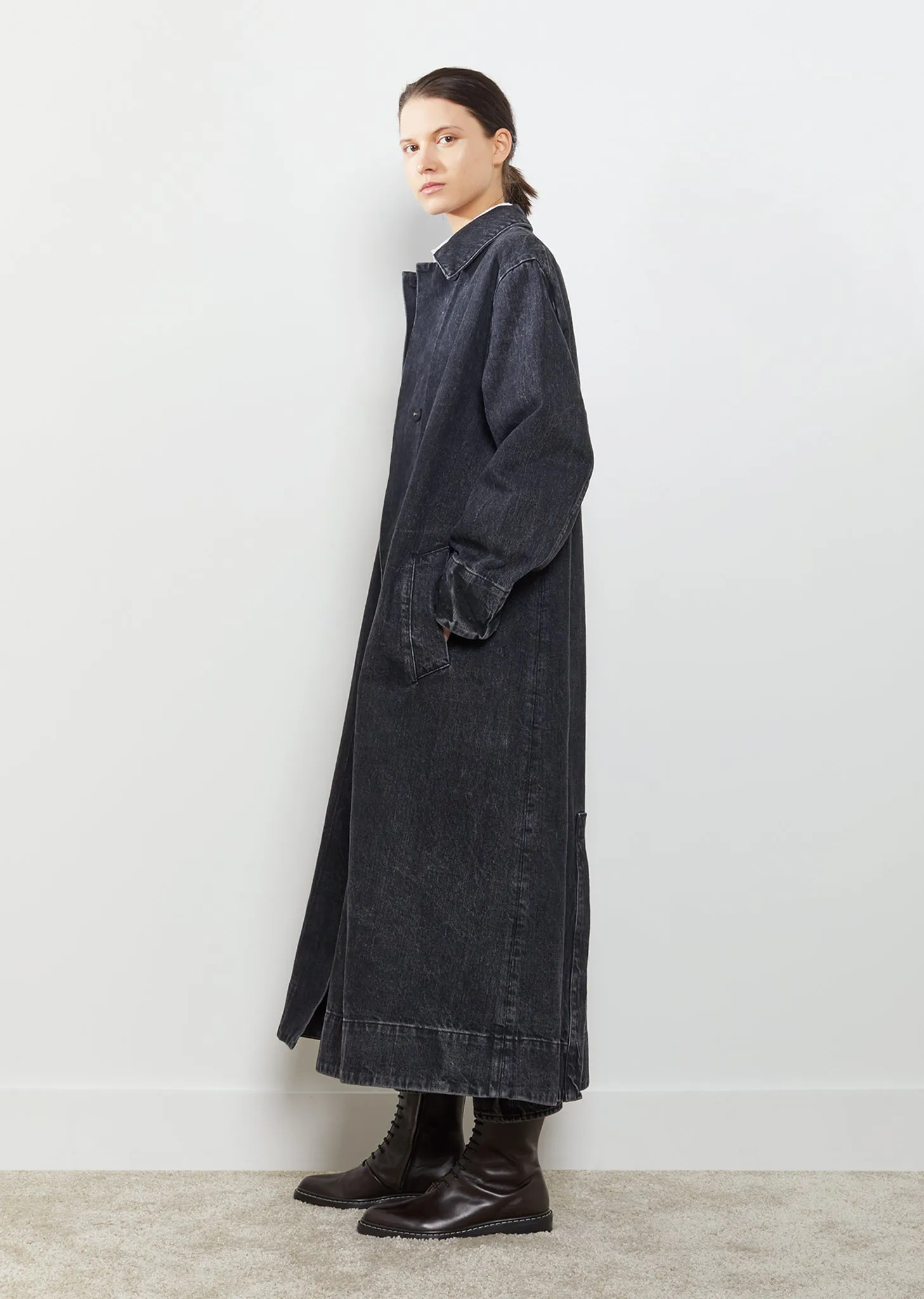 Luster Belted Selvage Denim Coat