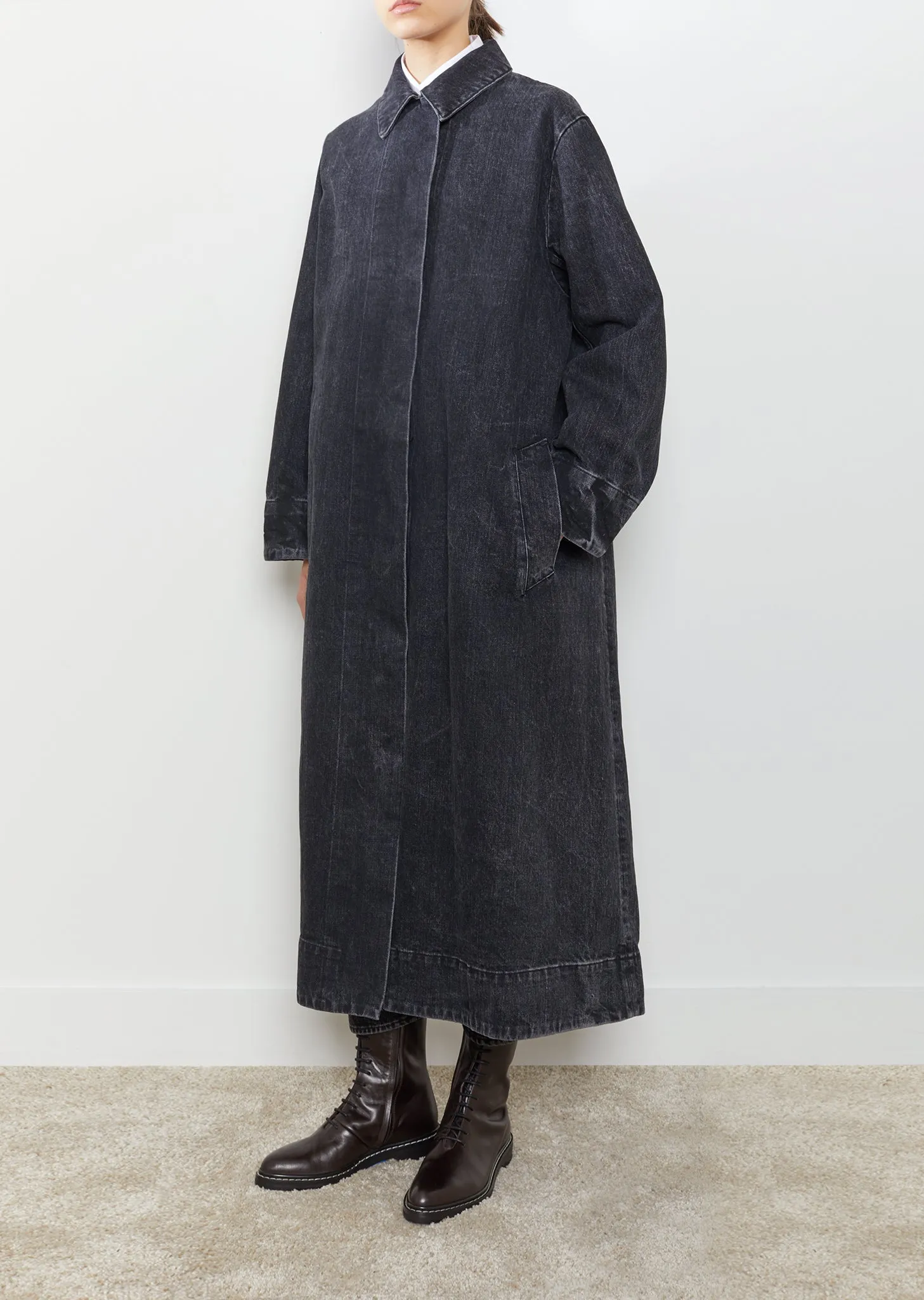 Luster Belted Selvage Denim Coat