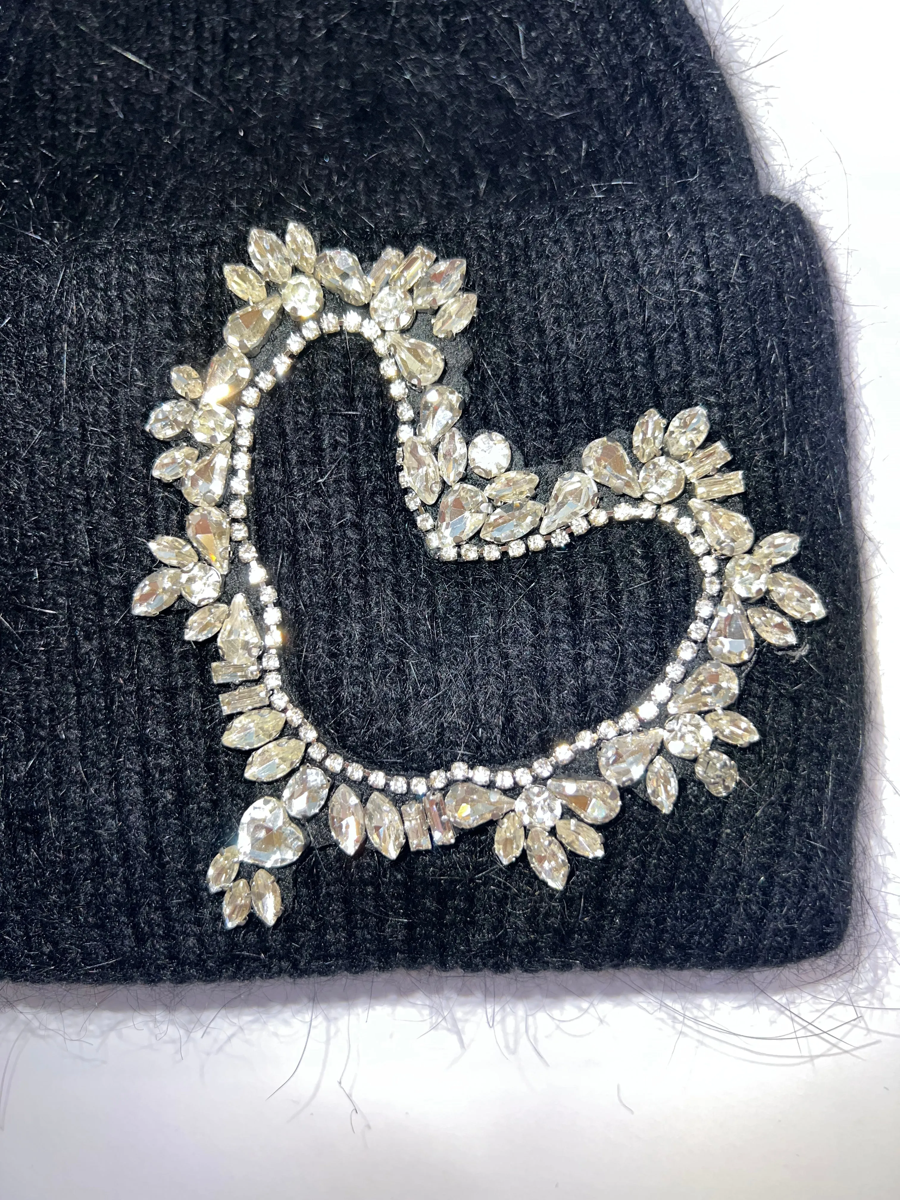 Luxe embellished heart beanie