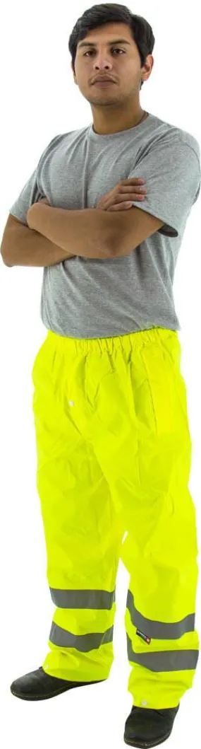 Majestic 75-2351 High Visibility Polyester Waterproof Rain Pants, Ansi E