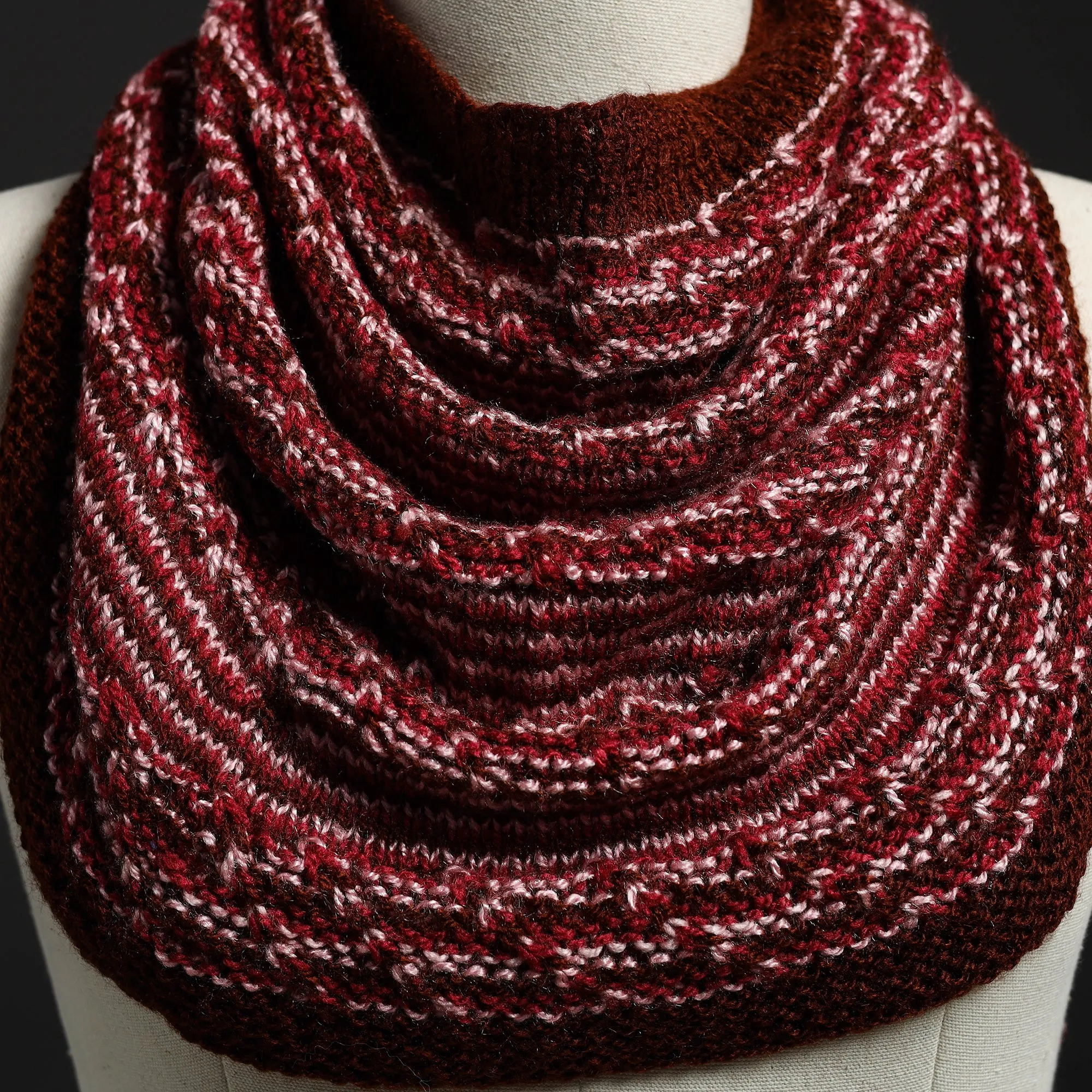 Maroon - Kumaun Hand Knitted Woolen Cowl 95