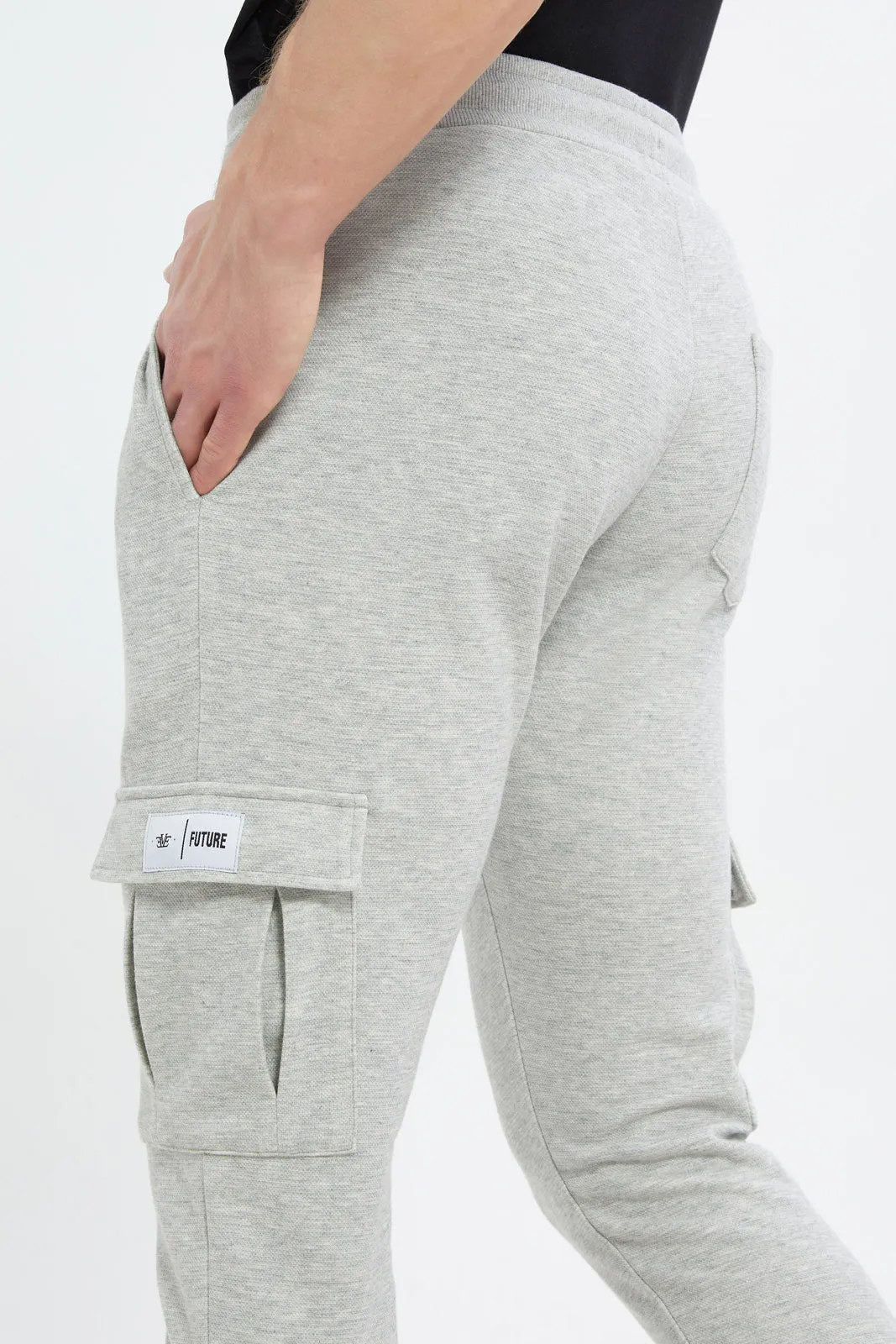 Men Grey Cargo Pocket Jogger