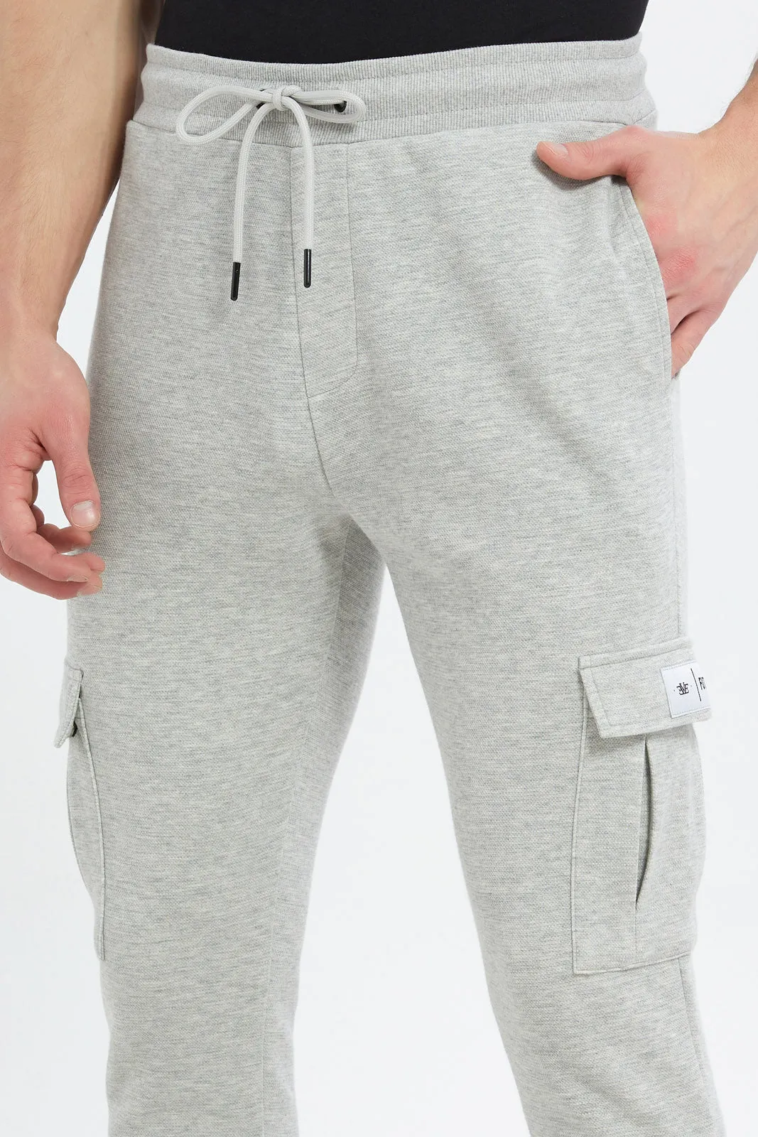 Men Grey Cargo Pocket Jogger